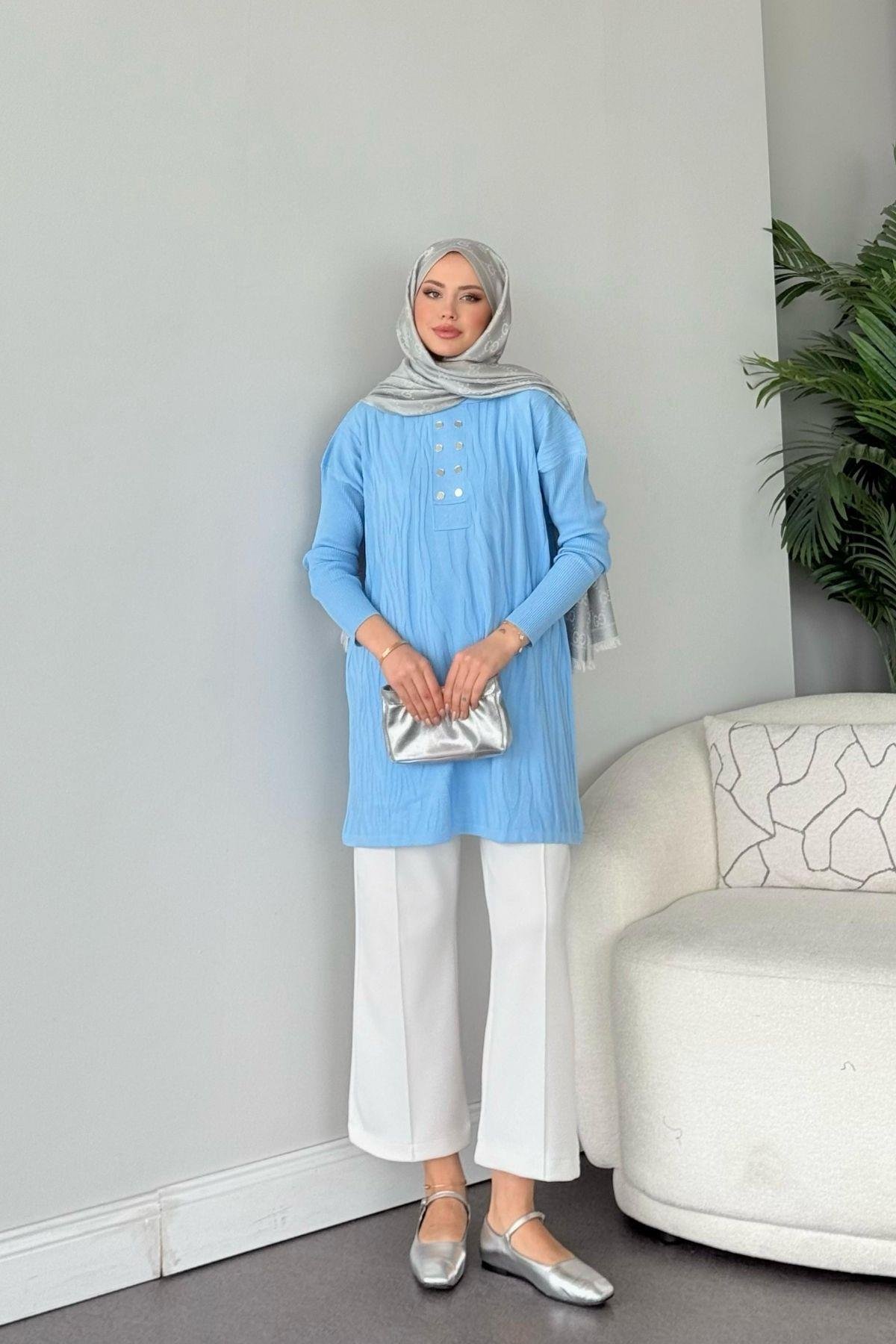 Zebra Desen Merserize Tunik Bebe Mavi, Fiyatları Zebra Desen Merserize Tunik Bebe Mavi- Haza Moda 