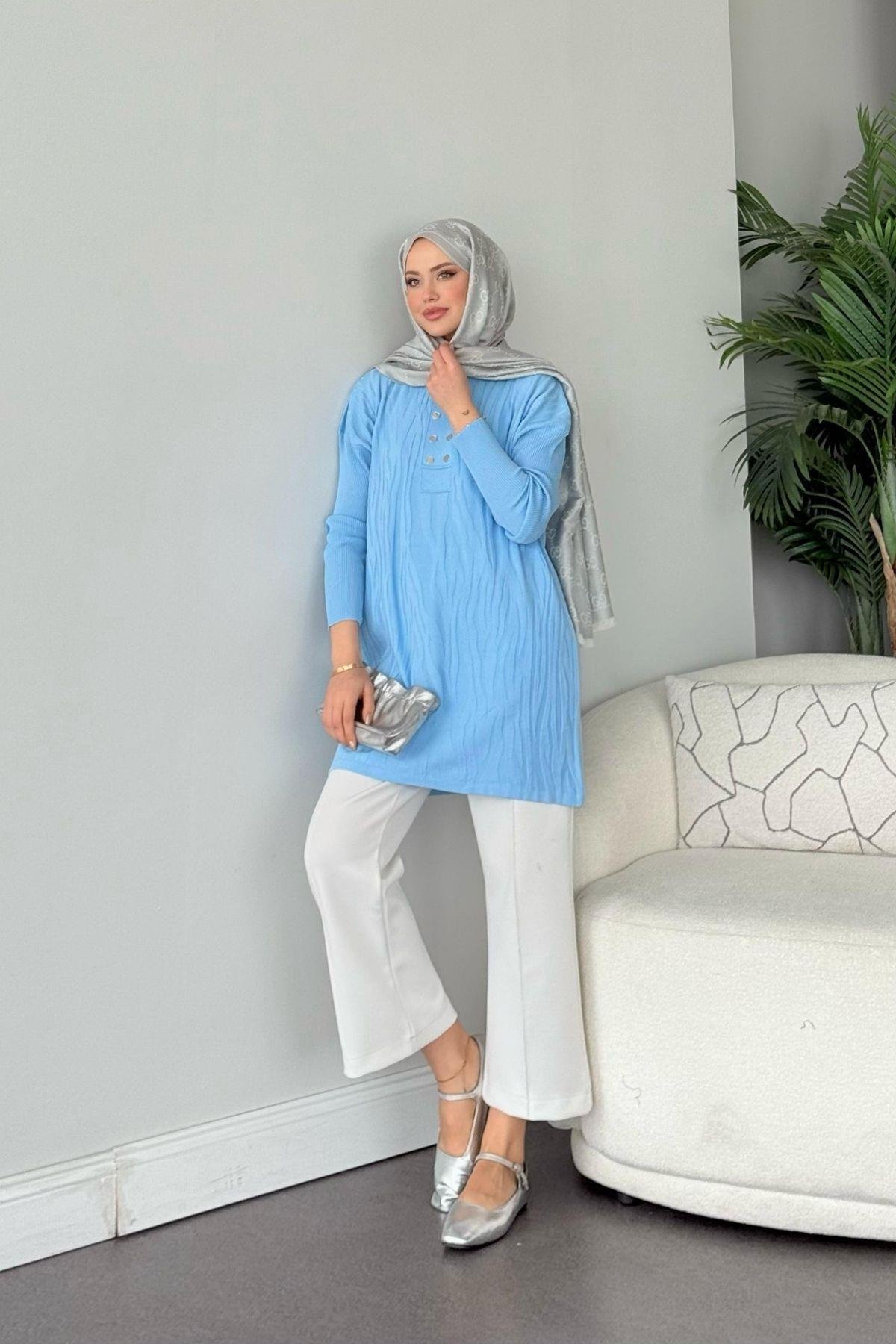 Zebra Desen Merserize Tunik Bebe Mavi, Fiyatları Zebra Desen Merserize Tunik Bebe Mavi- Haza Moda 