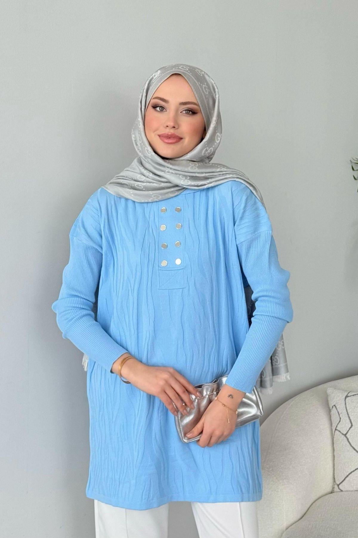 Zebra Desen Merserize Tunik Bebe Mavi, Fiyatları Zebra Desen Merserize Tunik Bebe Mavi- Haza Moda 