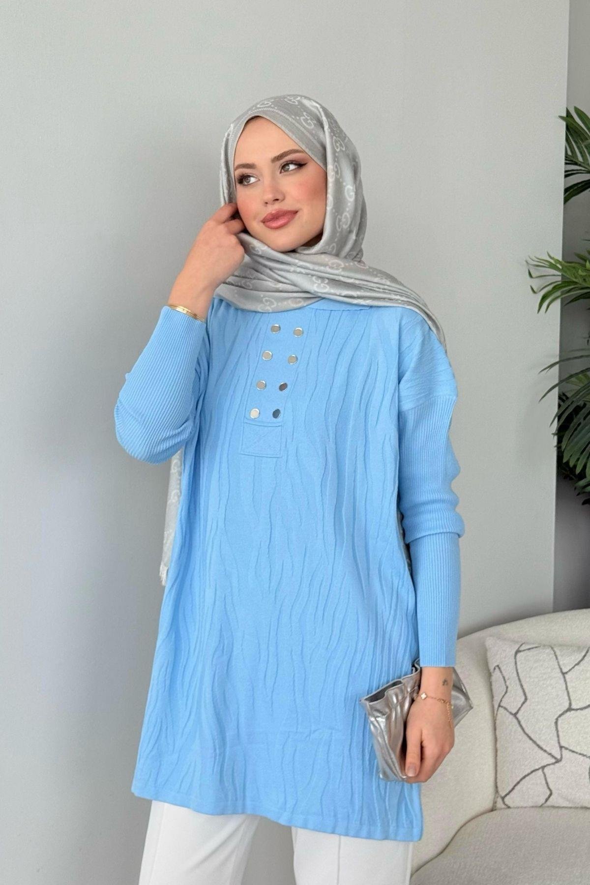 Zebra Desen Merserize Tunik Bebe Mavi, Fiyatları Zebra Desen Merserize Tunik Bebe Mavi- Haza Moda 