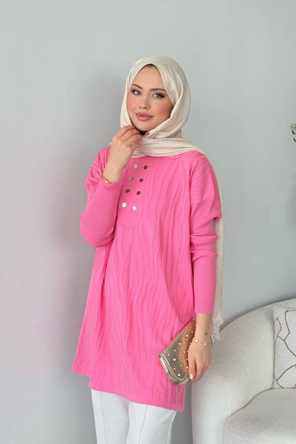 Zebra Desen Merserize Tunik Pembe, Fiyatları Zebra Desen Merserize Tunik Pembe- Haza Moda 