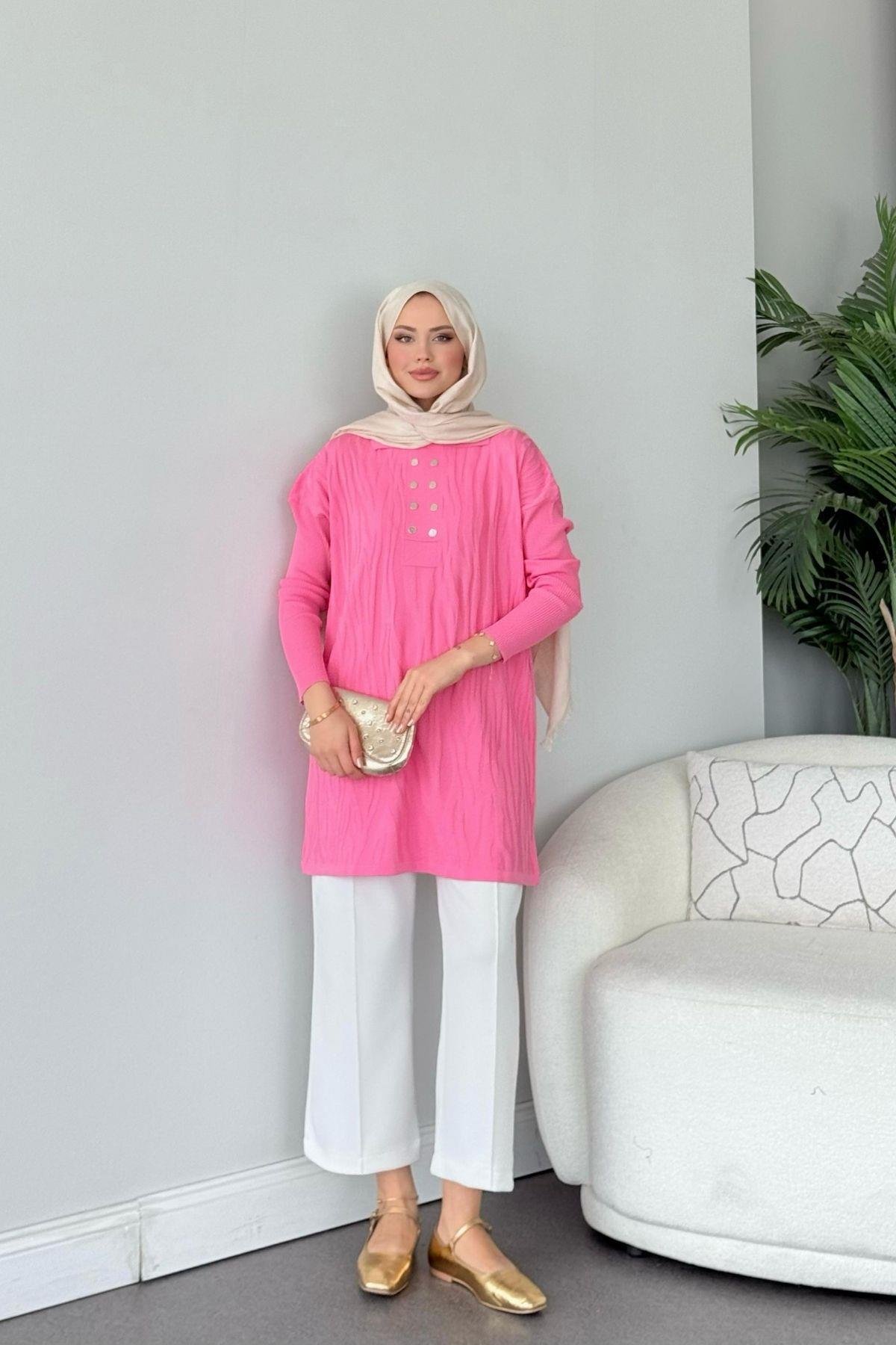 Zebra Desen Merserize Tunik Pembe, Fiyatları Zebra Desen Merserize Tunik Pembe- Haza Moda 