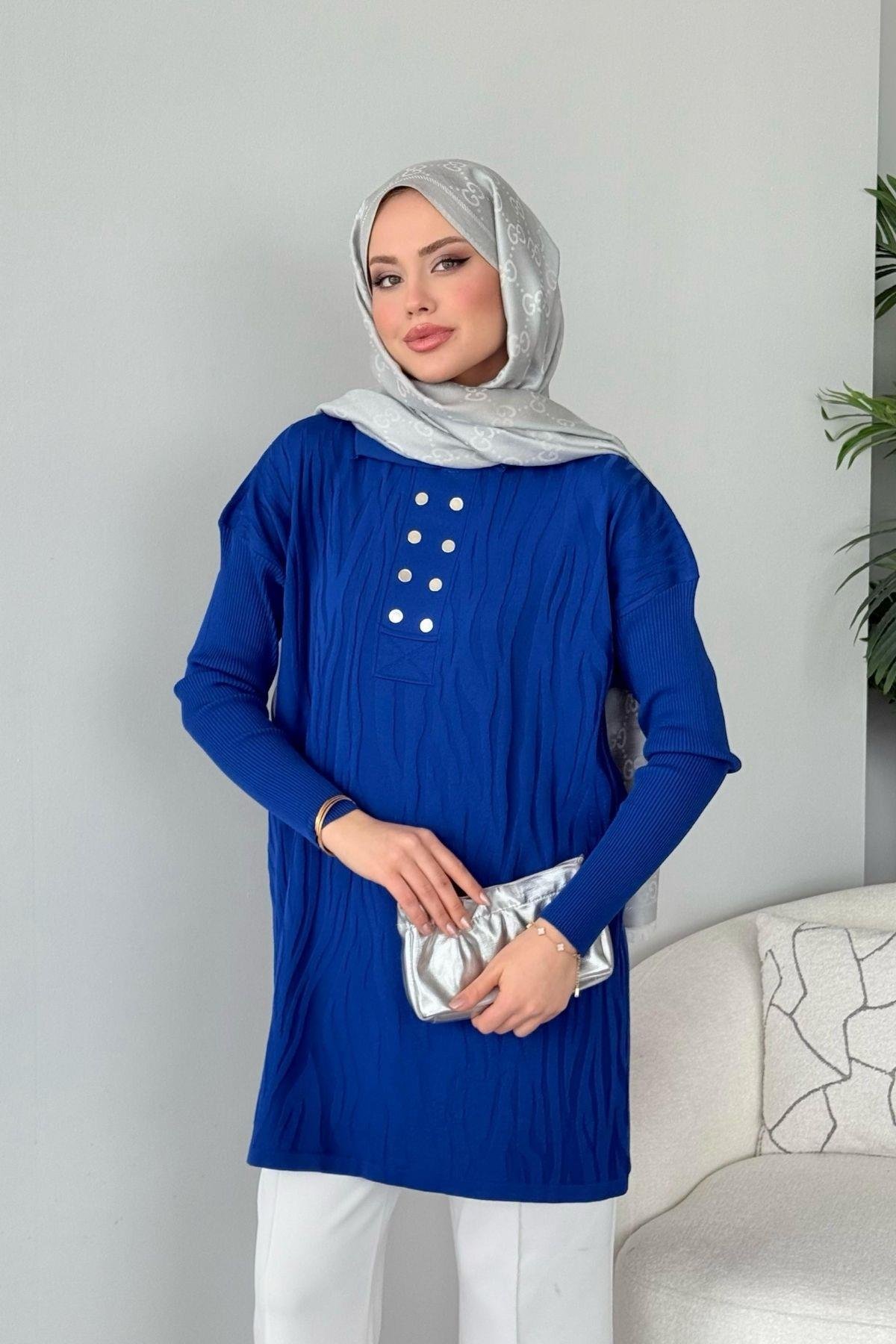 Zebra Desen Merserize Tunik Saks, Fiyatları Zebra Desen Merserize Tunik Saks- Haza Moda 