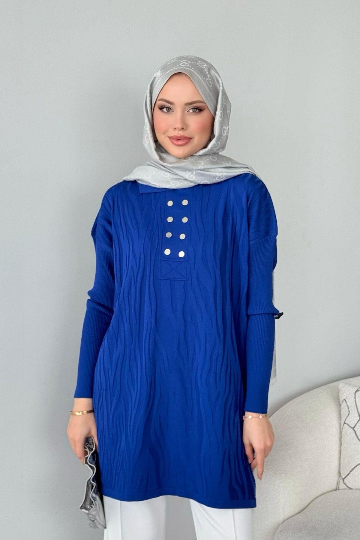 Zebra Desen Merserize Tunik Saks, Fiyatları Zebra Desen Merserize Tunik Saks- Haza Moda 