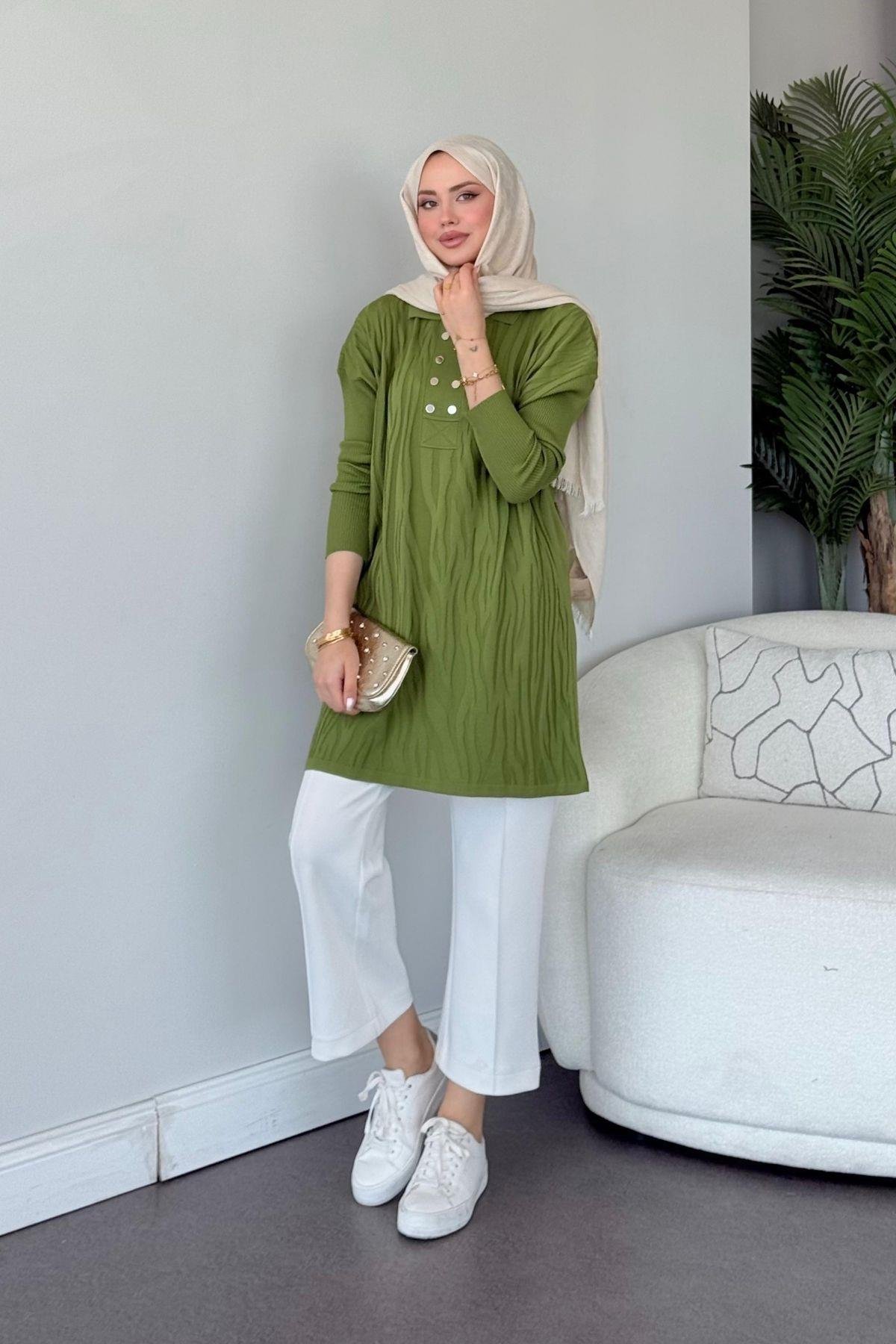 Zebra Desen Merserize Tunik Yeşil, Fiyatları Zebra Desen Merserize Tunik Yeşil- Haza Moda 