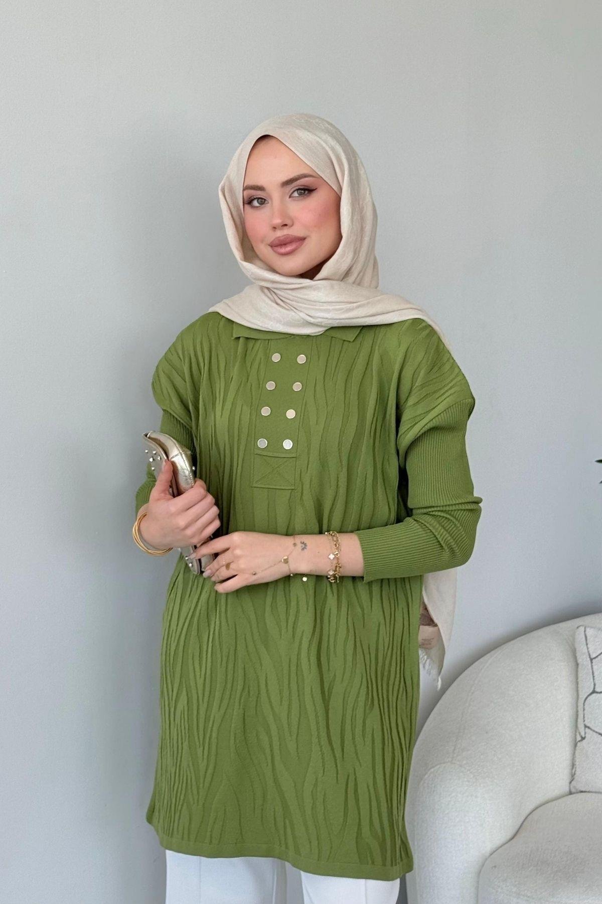 Zebra Desen Merserize Tunik Yeşil, Fiyatları Zebra Desen Merserize Tunik Yeşil- Haza Moda 