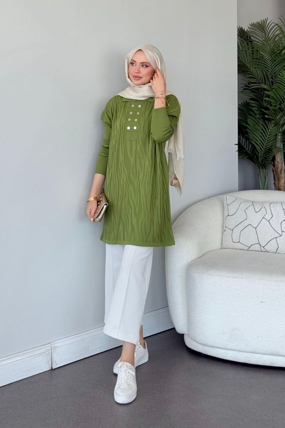 Zebra Desen Merserize Tunik Yeşil, Fiyatları Zebra Desen Merserize Tunik Yeşil- Haza Moda 