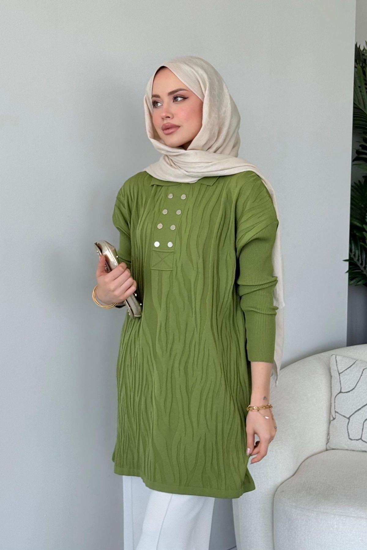 Zebra Desen Merserize Tunik Yeşil, Fiyatları Zebra Desen Merserize Tunik Yeşil- Haza Moda 