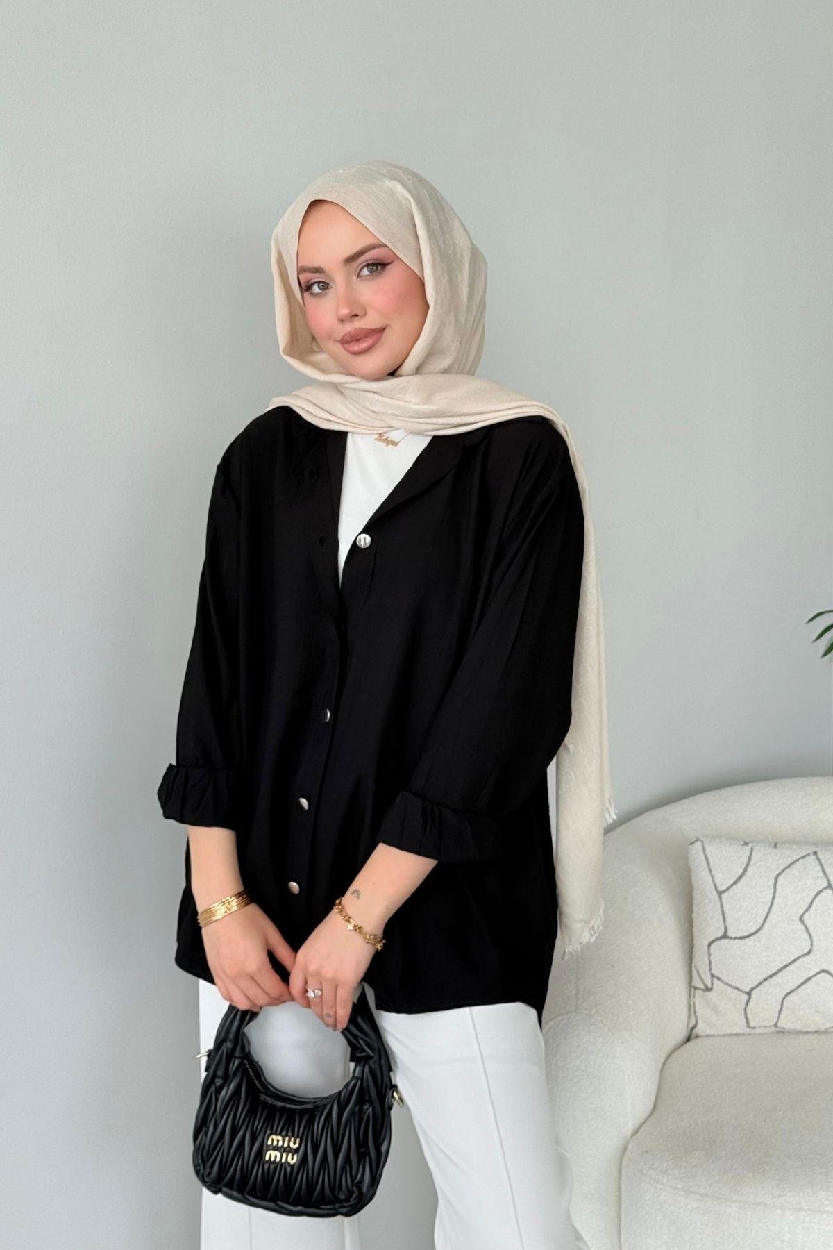 Zelal Gömlek Siyah, Fiyatları Zelal Gömlek Siyah - Haza Moda 