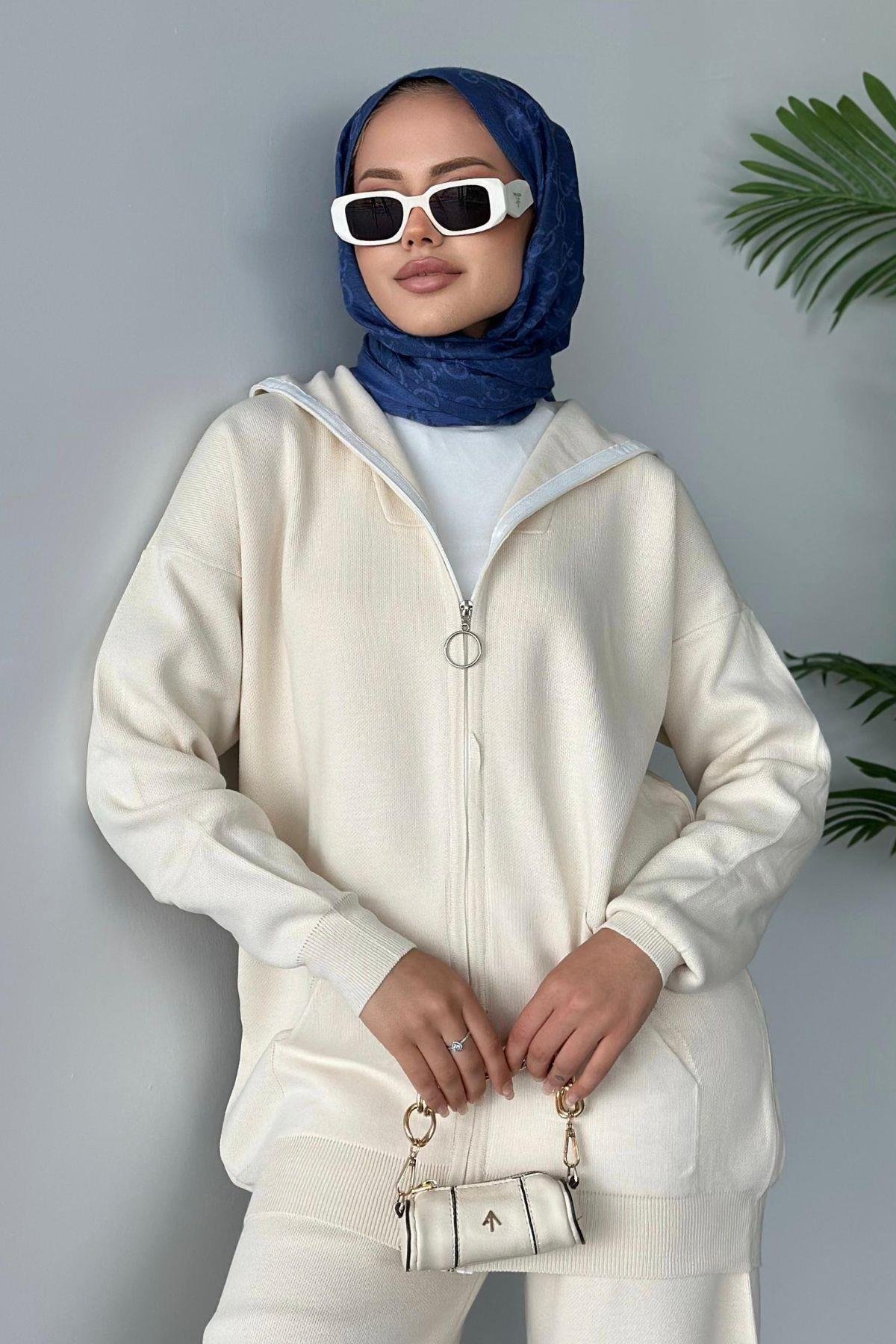 Zen Fermuarlı Triko Takım Ekru, Fiyatları 