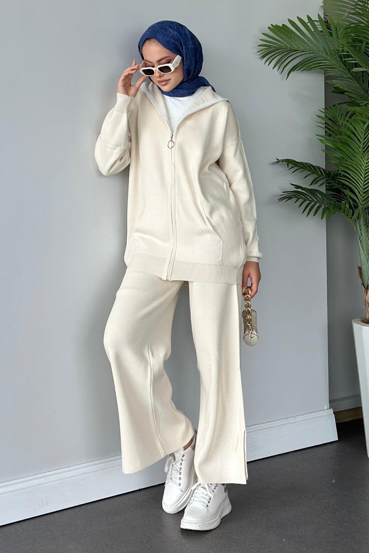 Zen Fermuarlı Triko Takım Ekru, Fiyatları 