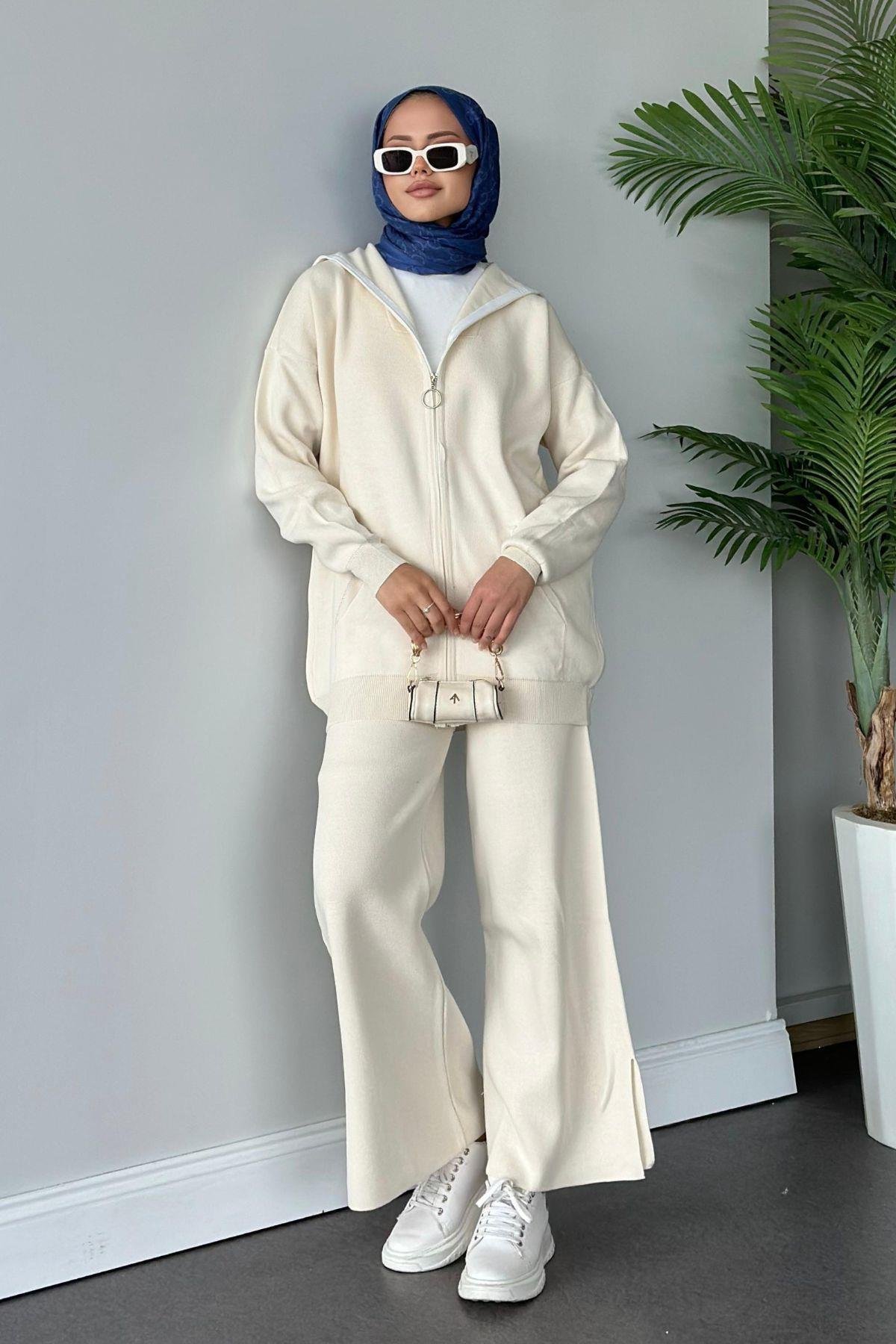 Zen Fermuarlı Triko Takım Ekru, Fiyatları 