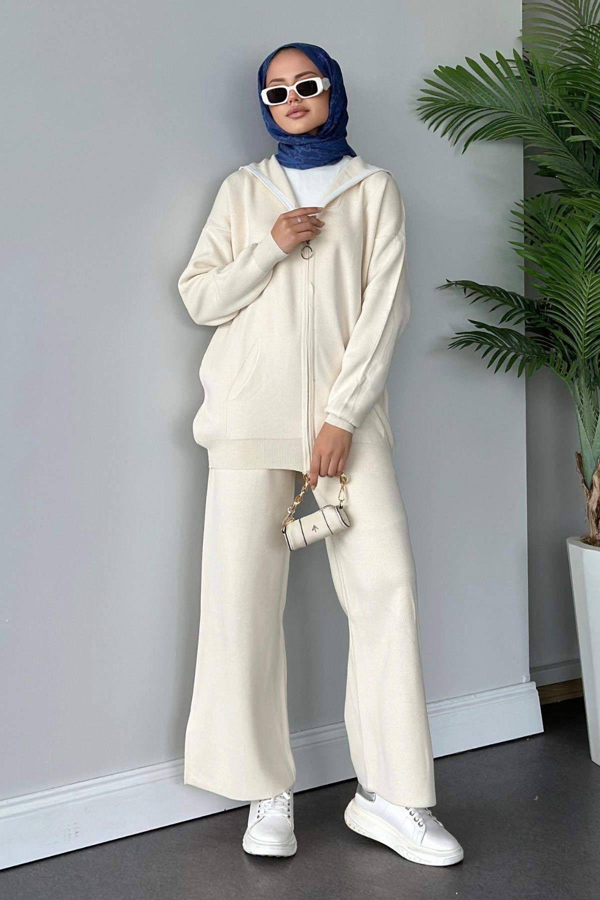 Zen Fermuarlı Triko Takım Ekru, Fiyatları 