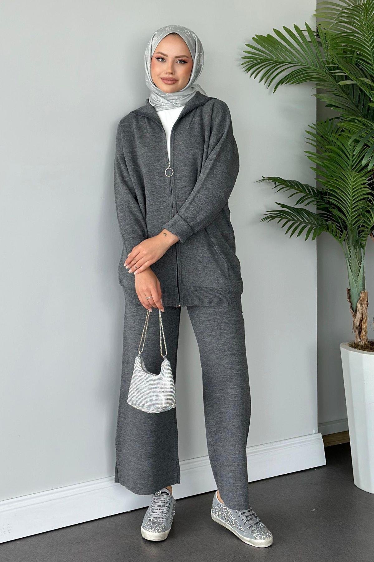 Zen Fermuarlı Triko Takım Gri, Fiyatları 