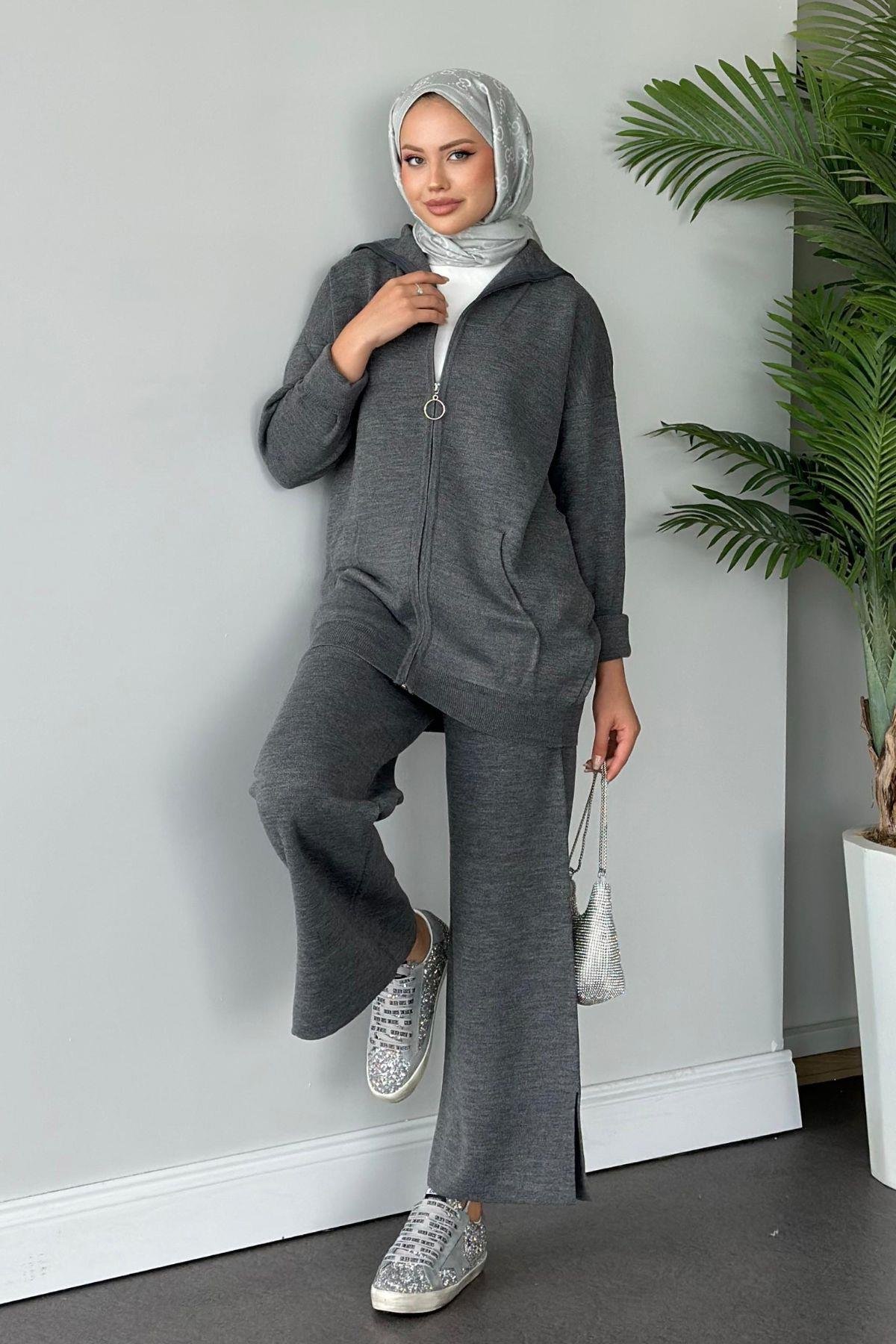 Zen Fermuarlı Triko Takım Gri, Fiyatları 