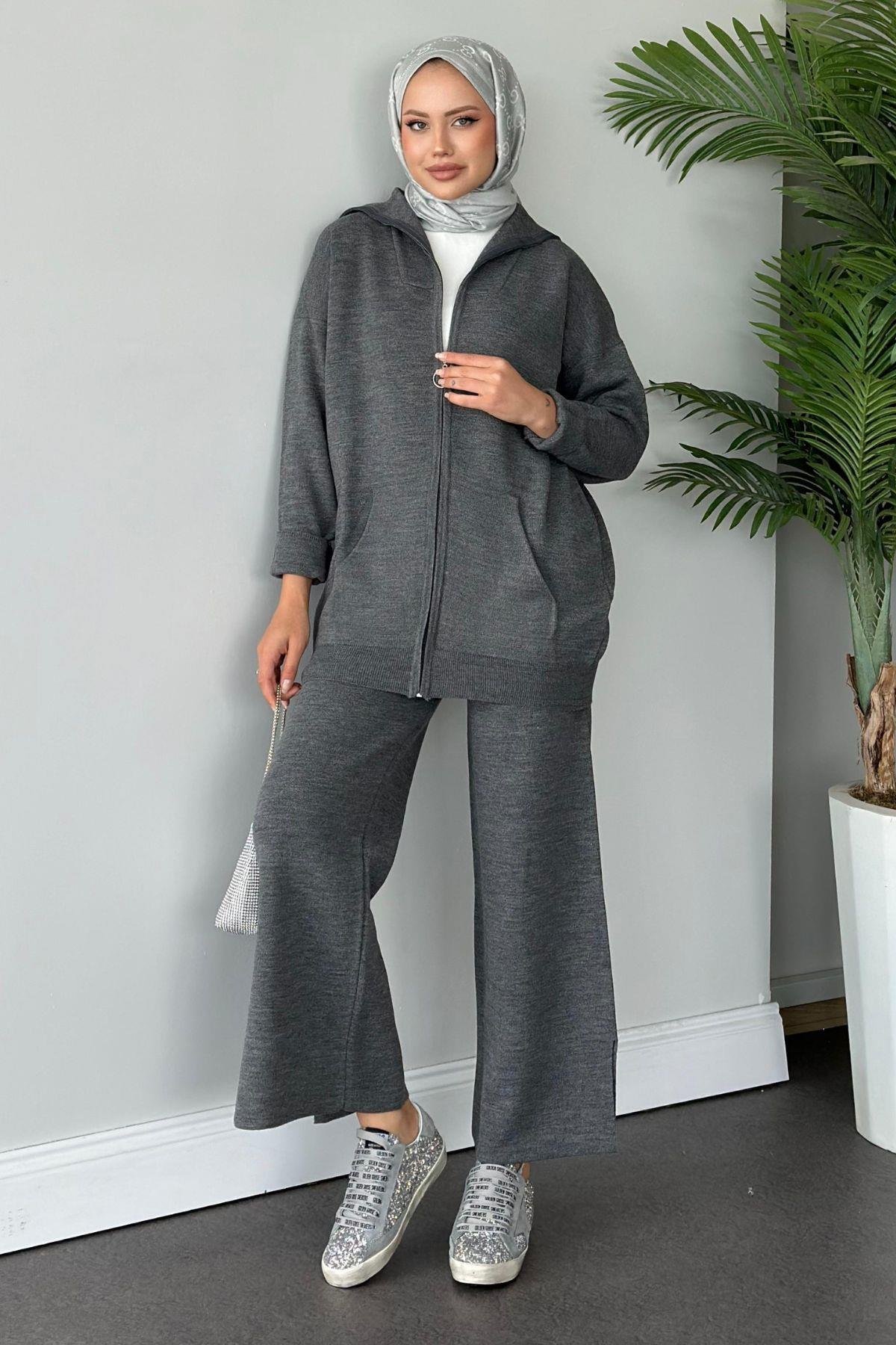 Zen Fermuarlı Triko Takım Gri, Fiyatları 