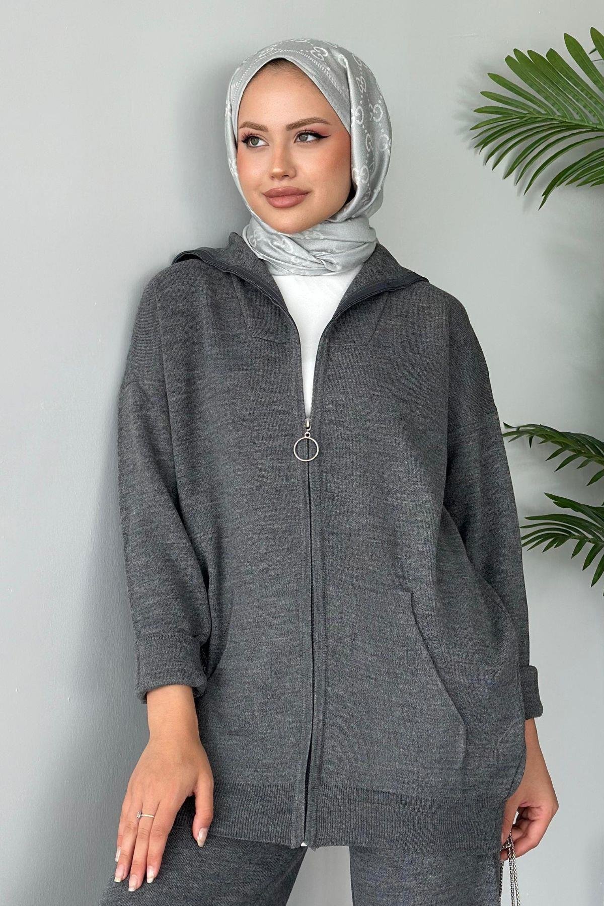 Zen Fermuarlı Triko Takım Gri, Fiyatları 