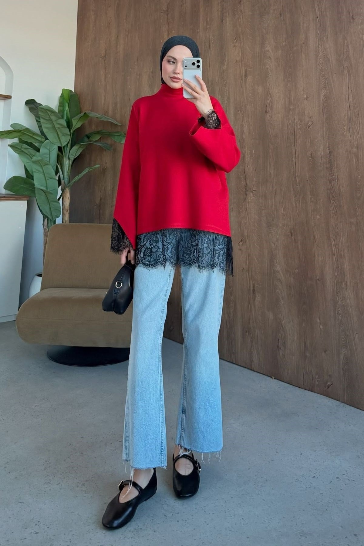 Zerafet Danteli Tunik Kırmızı, Fiyatları Zerafet Danteli Tunik Mint | Haza Moda