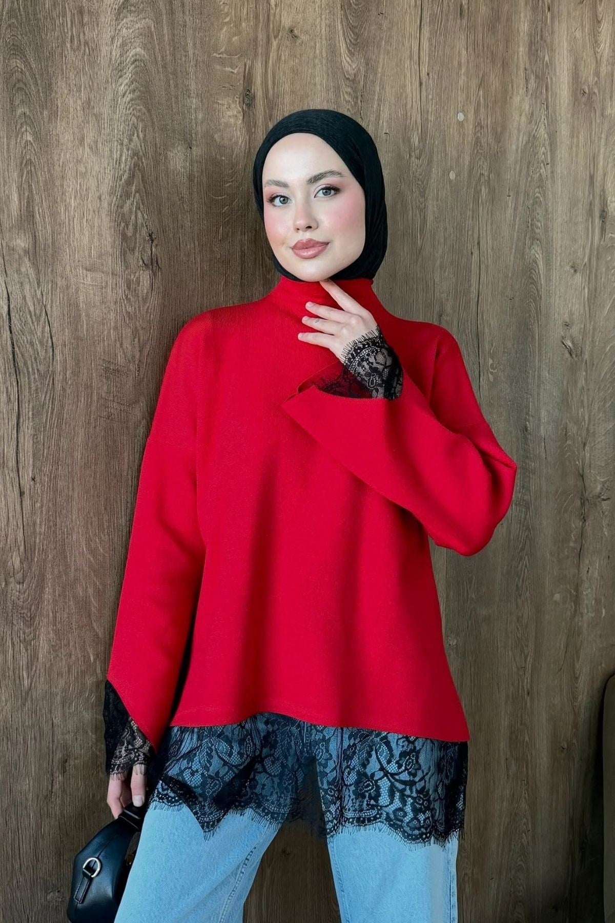 Zerafet Danteli Tunik Kırmızı, Fiyatları Zerafet Danteli Tunik Mint | Haza Moda