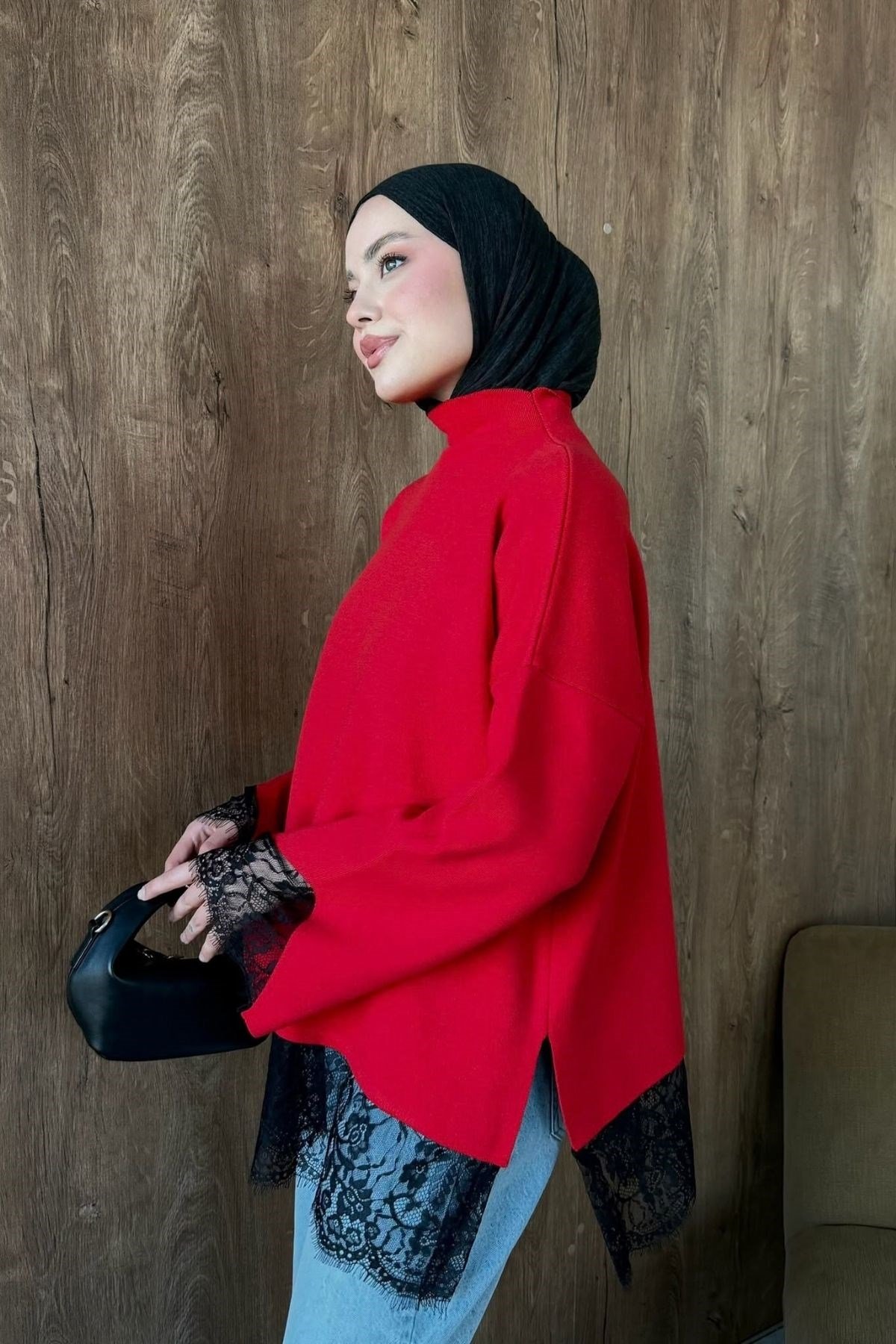 Zerafet Danteli Tunik Kırmızı, Fiyatları Zerafet Danteli Tunik Mint | Haza Moda