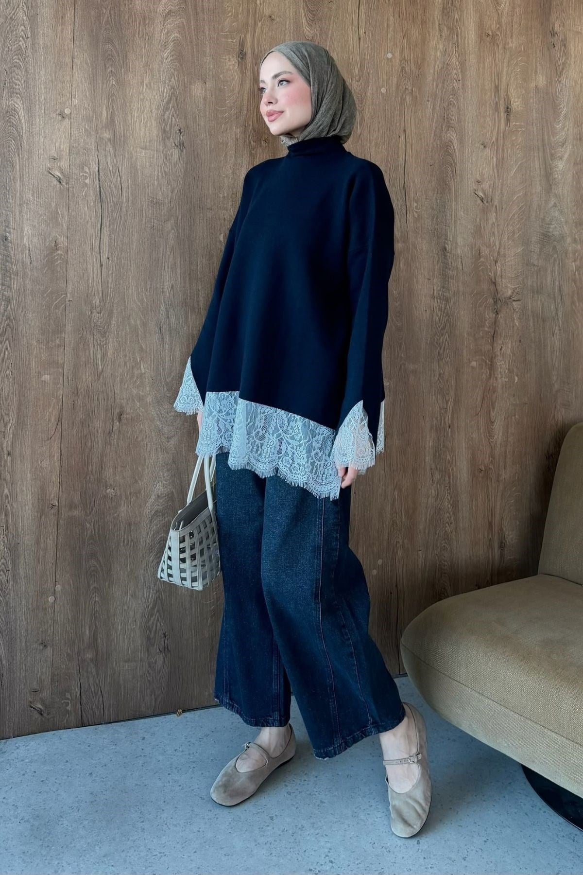 Zerafet Danteli Tunik Lacivert, Fiyatları Zerafet Danteli Tunik Mint | Haza Moda