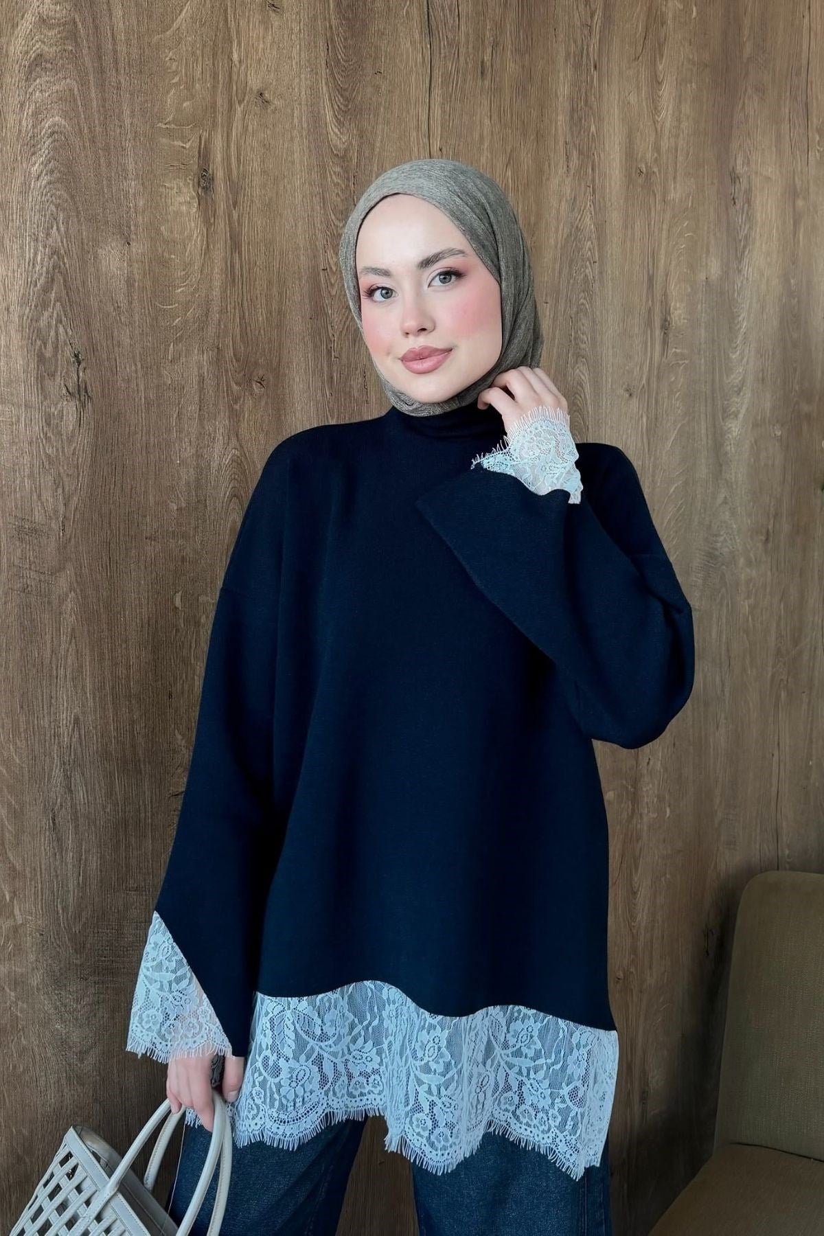 Zerafet Danteli Tunik Lacivert, Fiyatları Zerafet Danteli Tunik Mint | Haza Moda