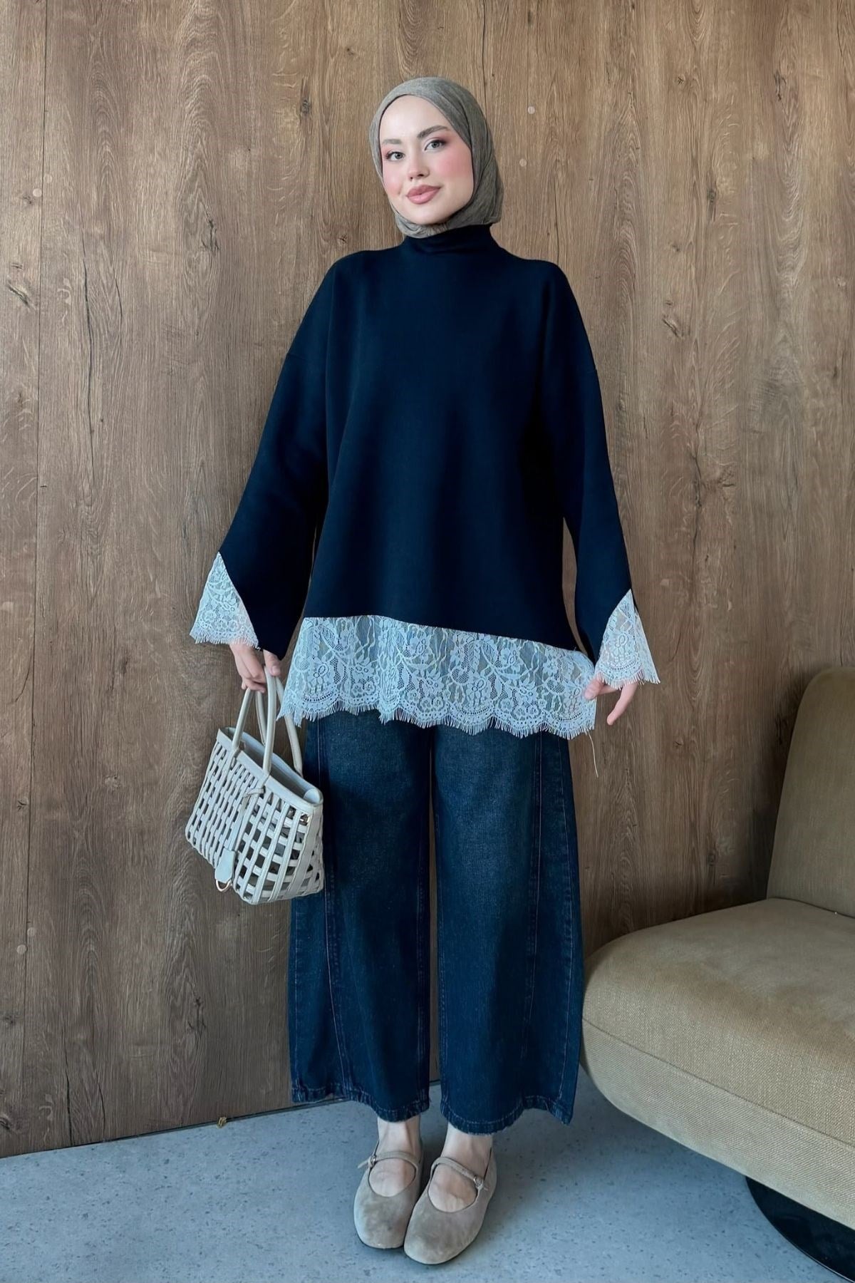 Zerafet Danteli Tunik Lacivert, Fiyatları Zerafet Danteli Tunik Mint | Haza Moda