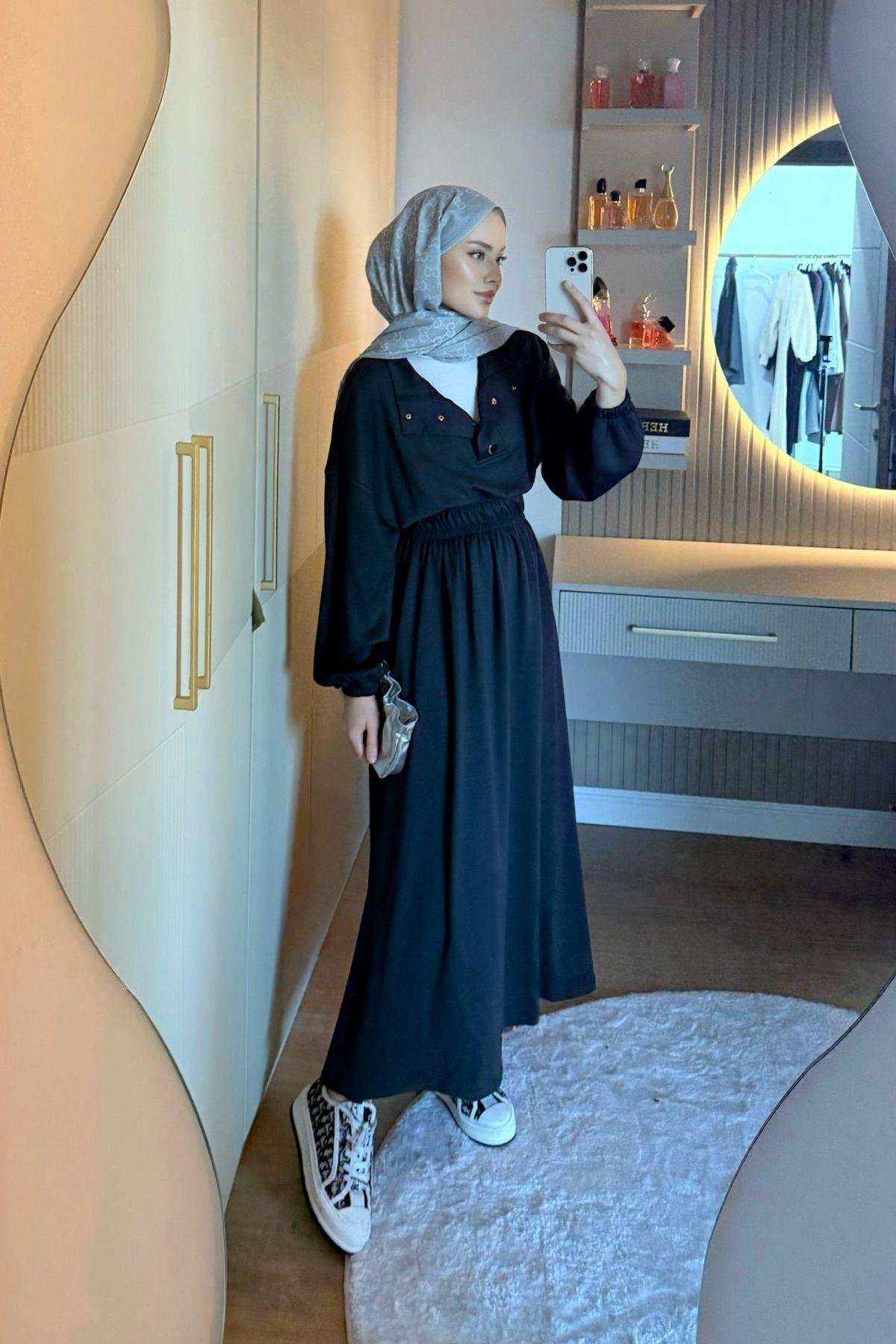 Zeus Pamuklu Elbise Antrasit, Fiyatları Zeus Pamuklu Elbise Antrasit- Haza Moda