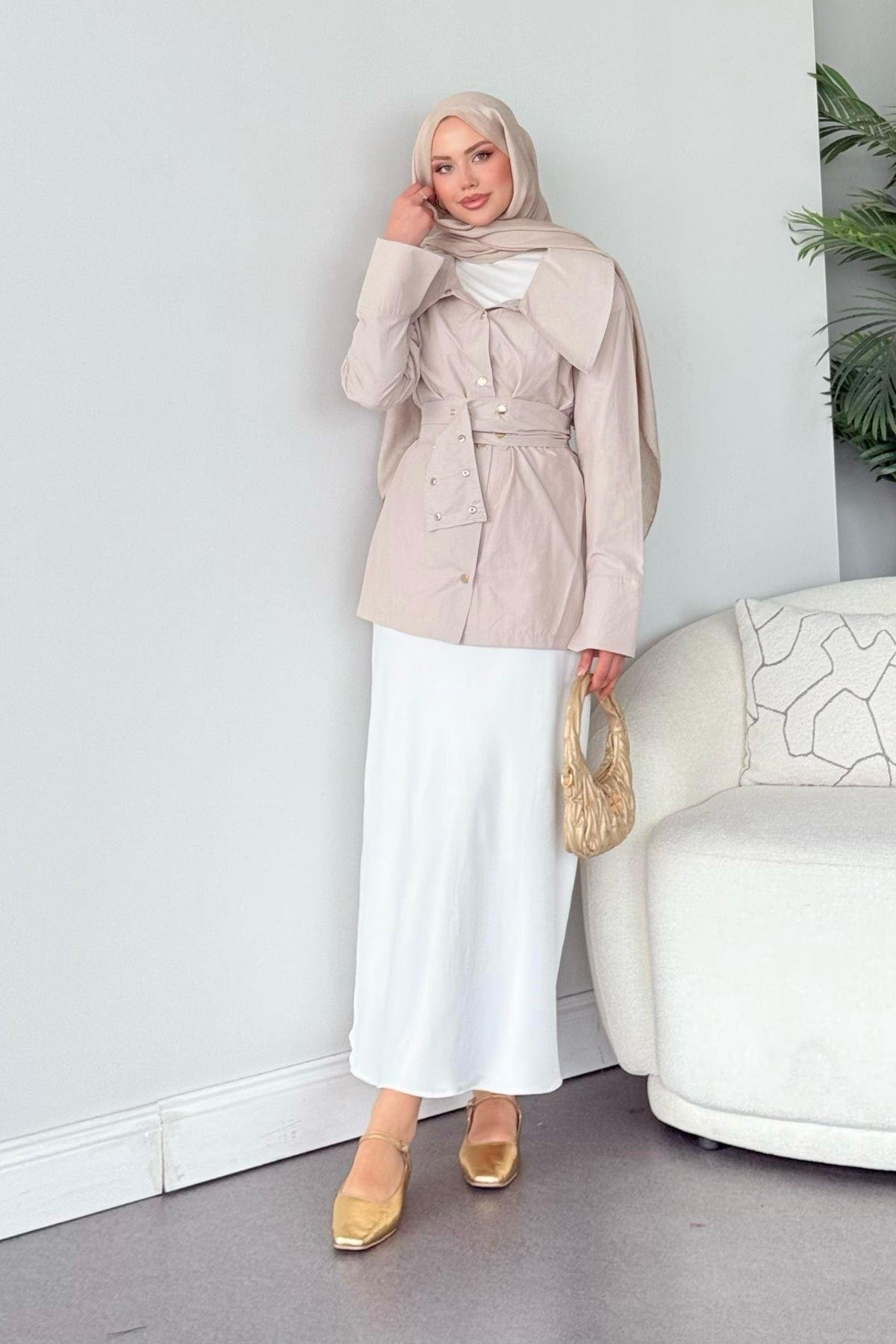 Zımbalı Gömlek Bej, Fiyatları 