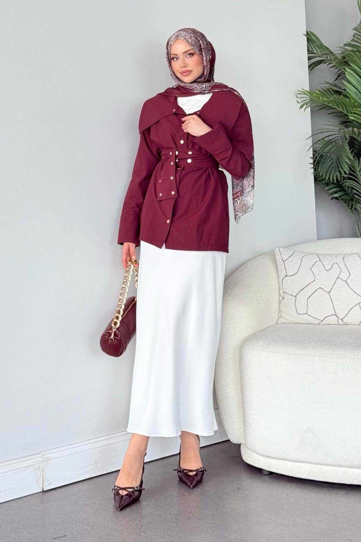 Zımbalı Gömlek Bordo, Fiyatları 