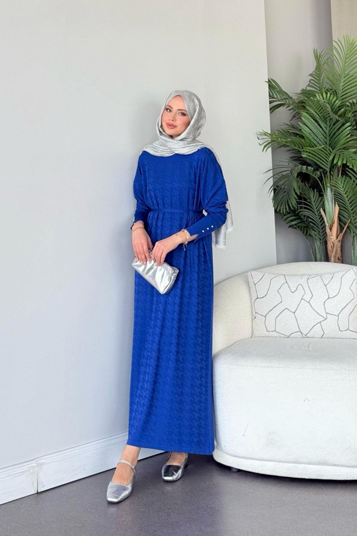 Zımbalı Merserize Elbise Saks, Fiyatları Zımbalı Merserize Elbise Saks- Haza Moda 