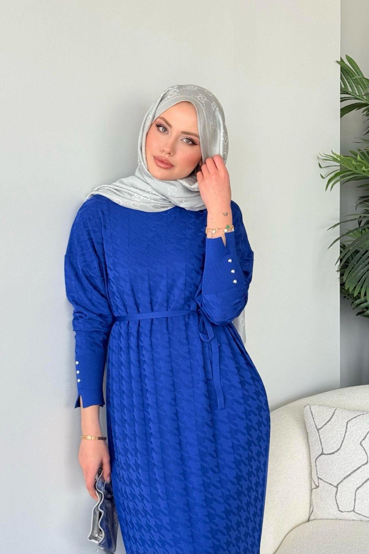 Zımbalı Merserize Elbise Saks, Fiyatları Zımbalı Merserize Elbise Saks- Haza Moda 