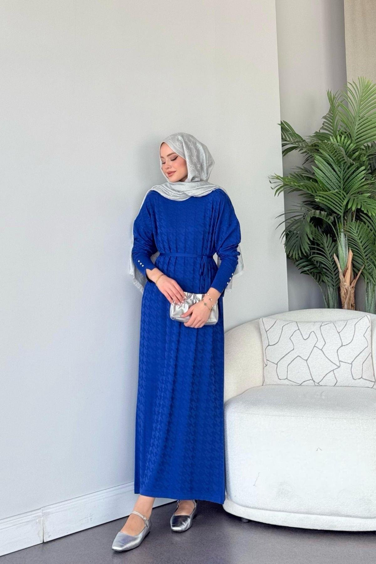 Zımbalı Merserize Elbise Saks, Fiyatları Zımbalı Merserize Elbise Saks- Haza Moda 