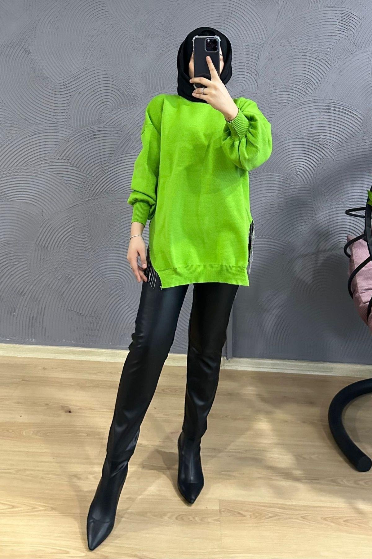 Zincir Triko Kazak-FISTIK YEŞİLİ, Fiyatları 