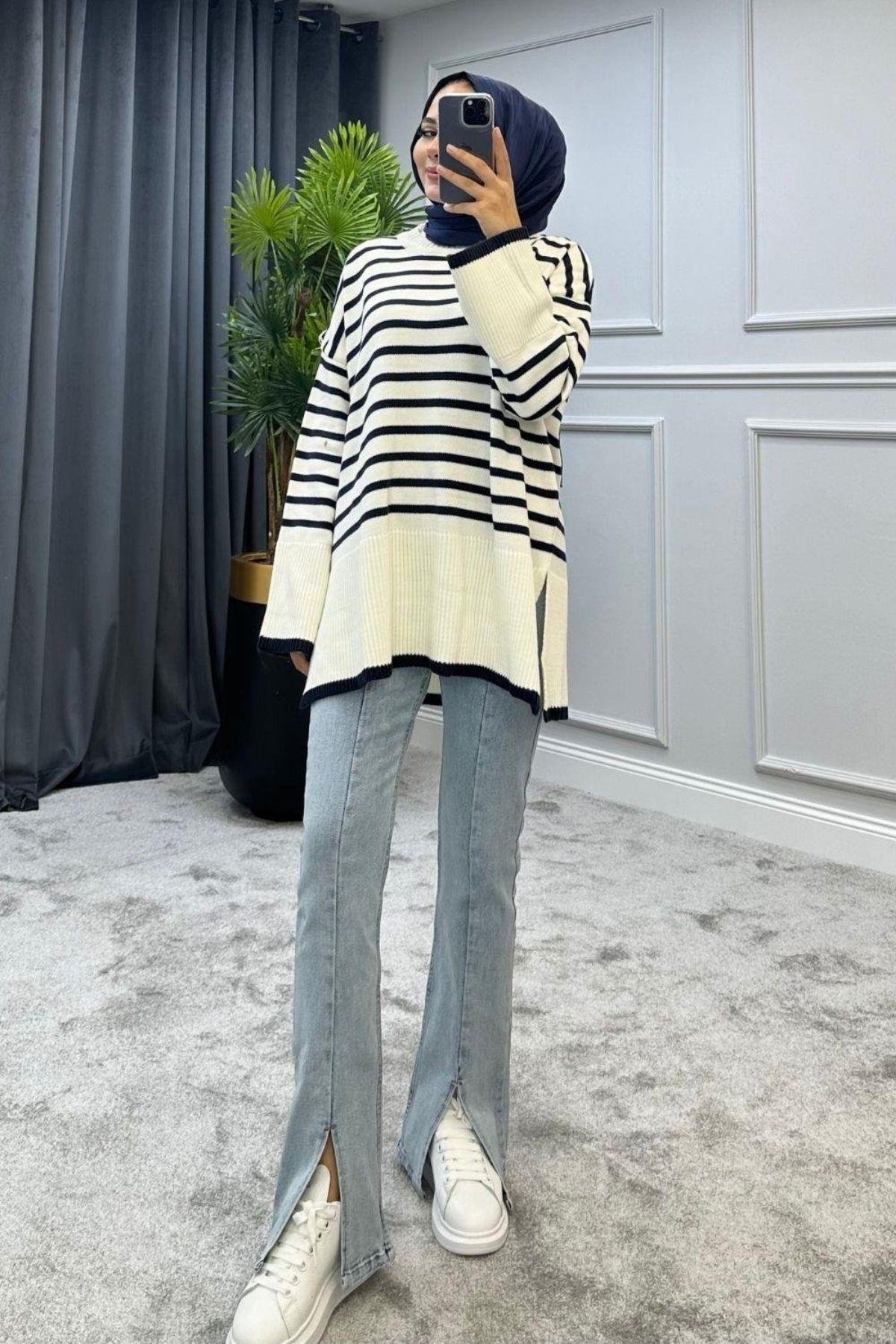 ZR Çizgili Triko Kazak Lacivert, Fiyatları 