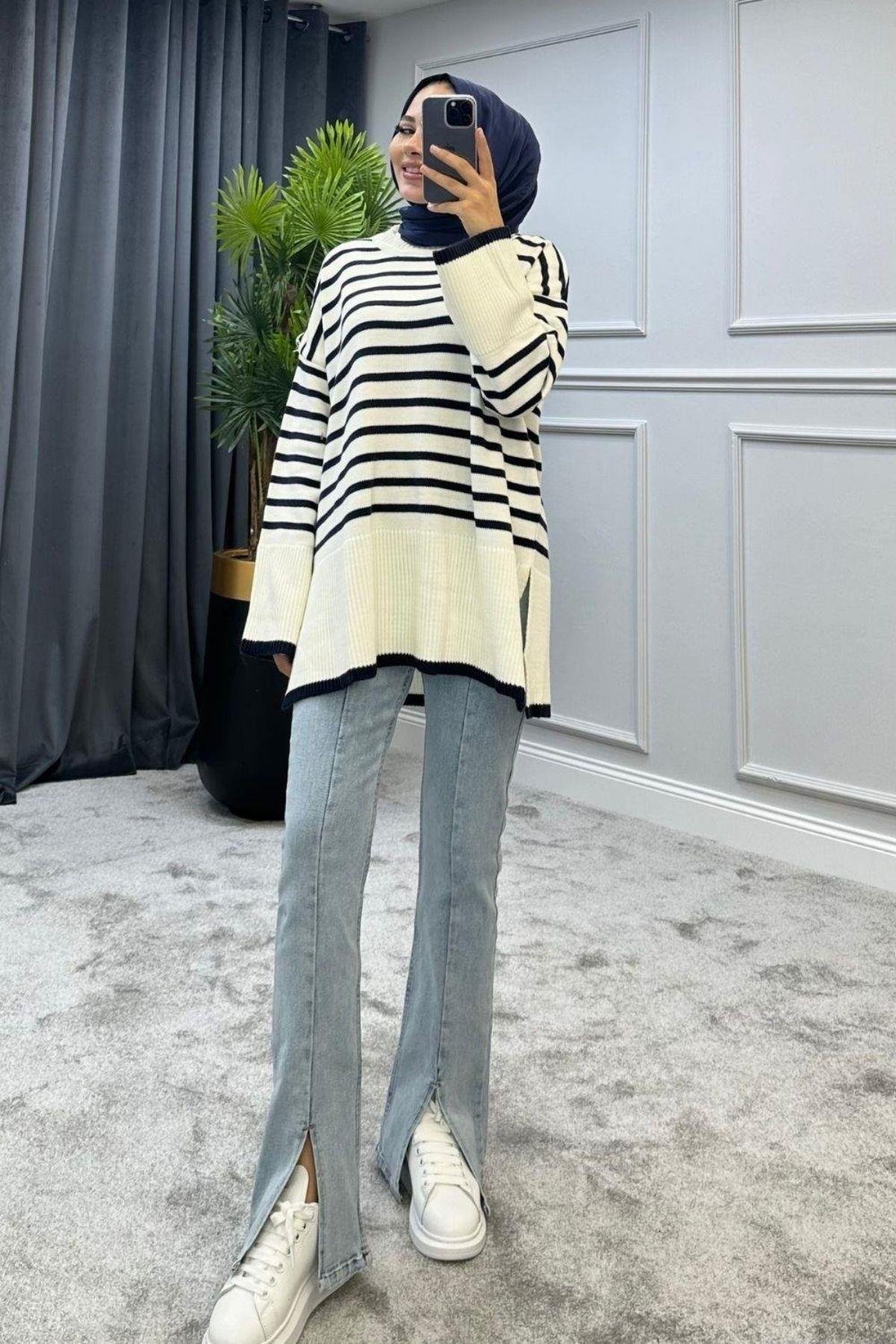 ZR Çizgili Triko Kazak Lacivert, Fiyatları 