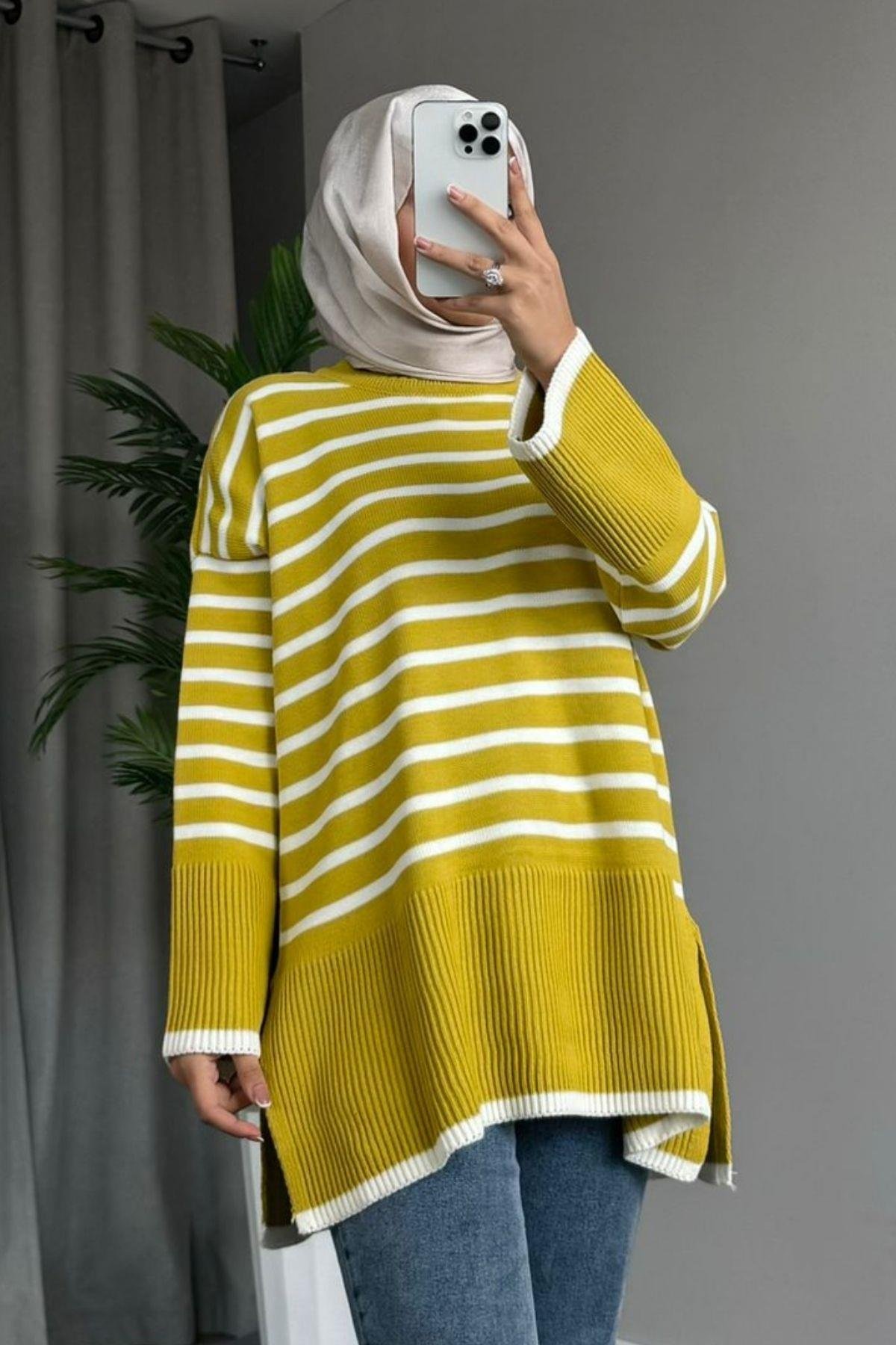 ZR Çizgili Triko Kazak Yağyeşili, Fiyatları 