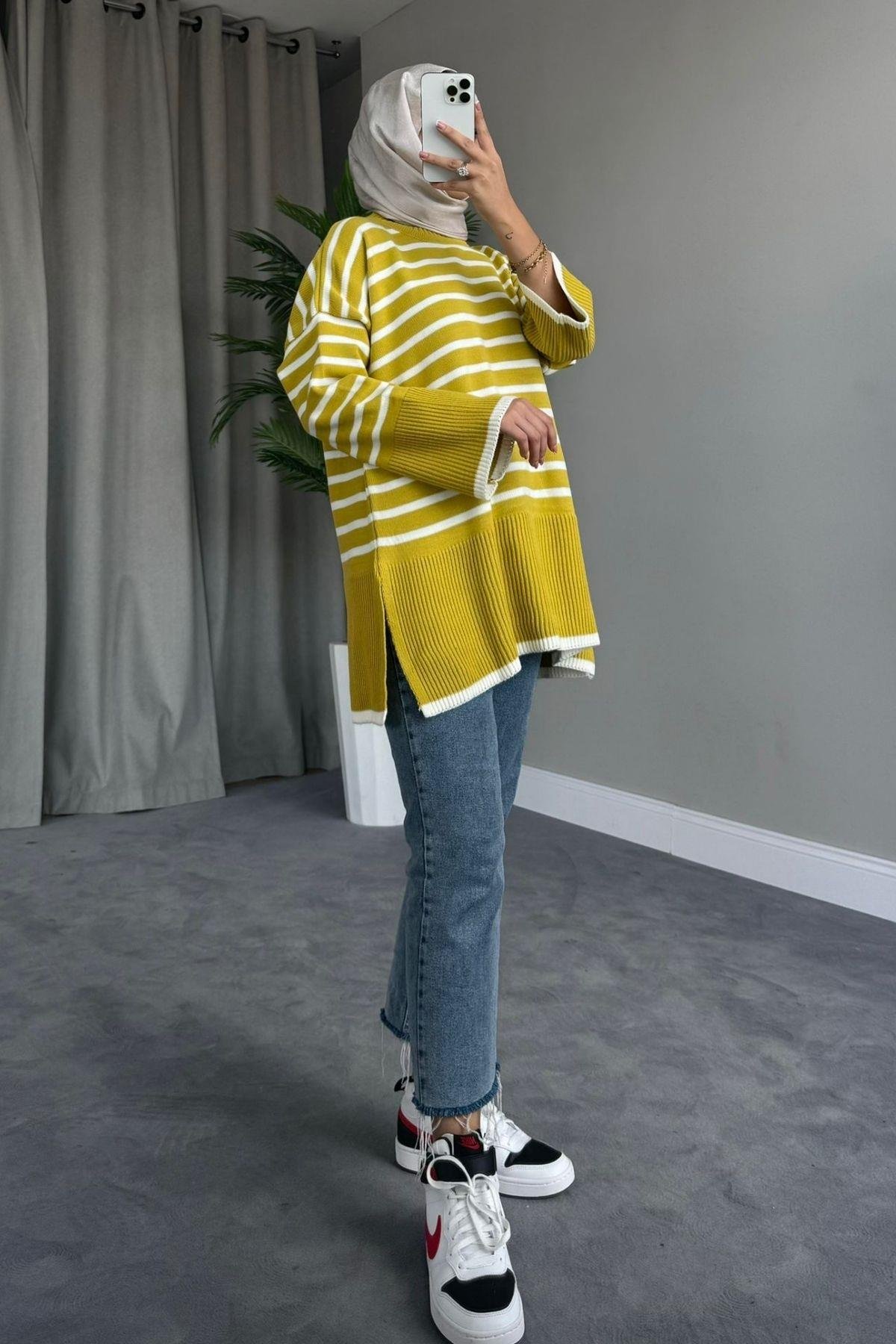 ZR Çizgili Triko Kazak Yağyeşili, Fiyatları 