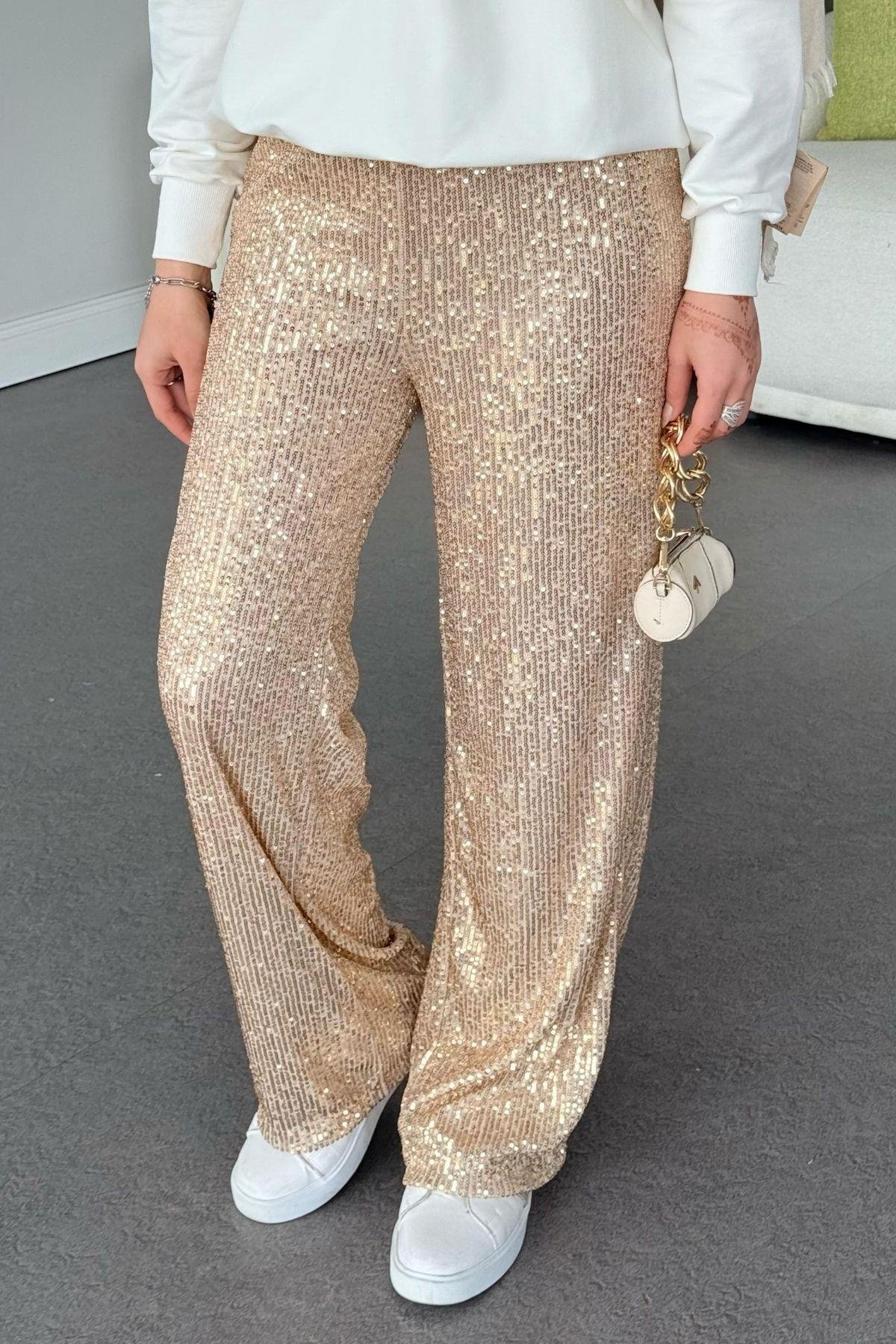 Zra Payet Pantolon Gold, Fiyatları Haza Moda | Tesettür Giyim | Zra Payet Pantolon Gold