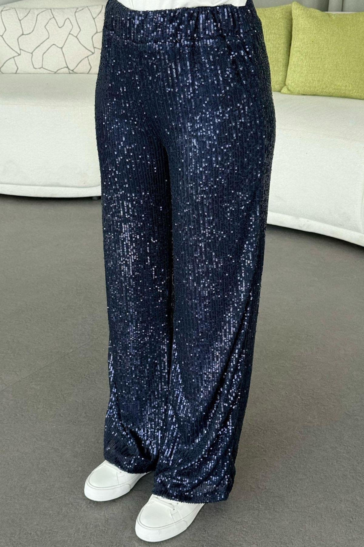 Zra Payet Pantolon Lacivert, Fiyatları Haza Moda | Tesettür Giyim | Zra Payet Pantolon Lacivert