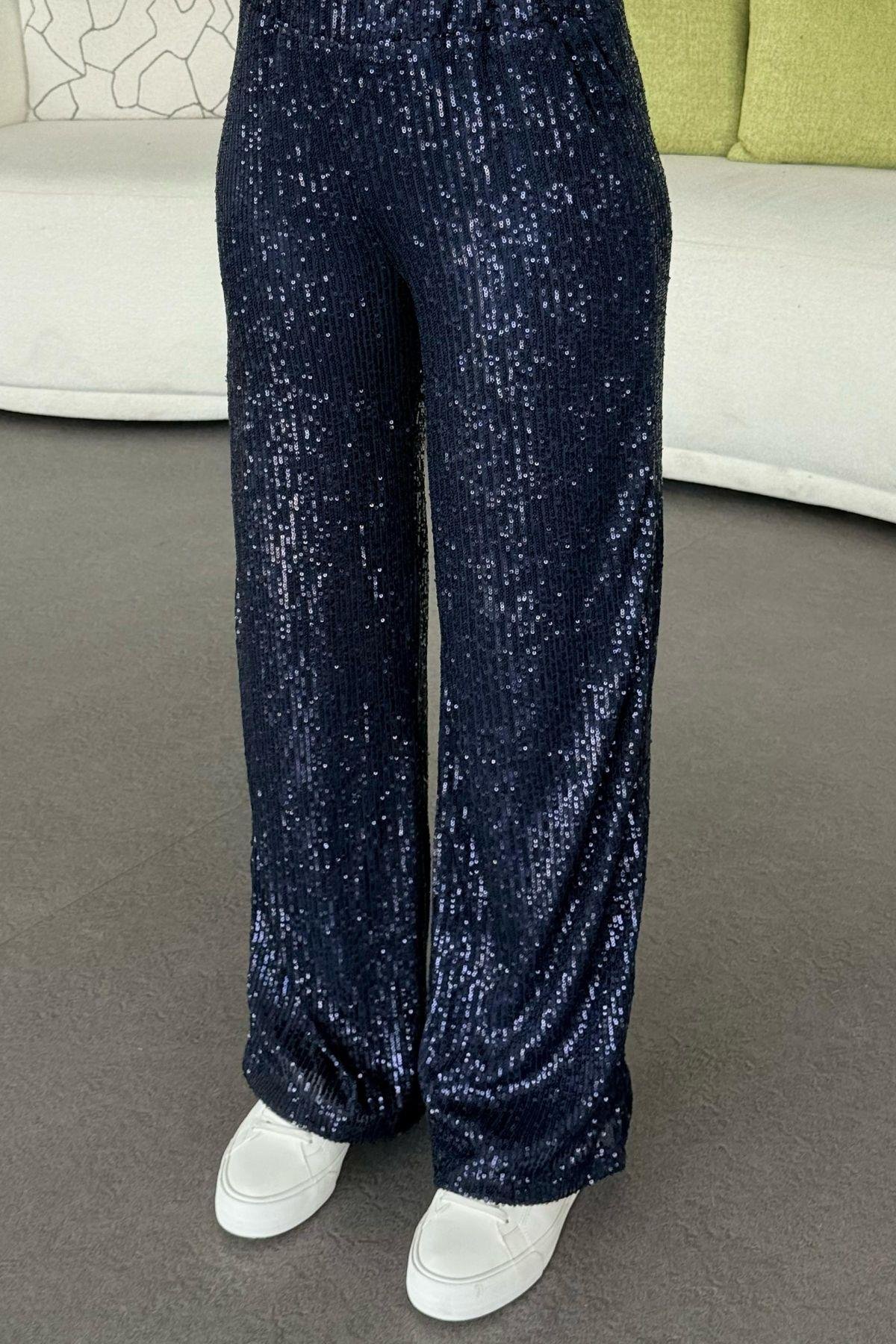 Zra Payet Pantolon Lacivert, Fiyatları Haza Moda | Tesettür Giyim | Zra Payet Pantolon Lacivert