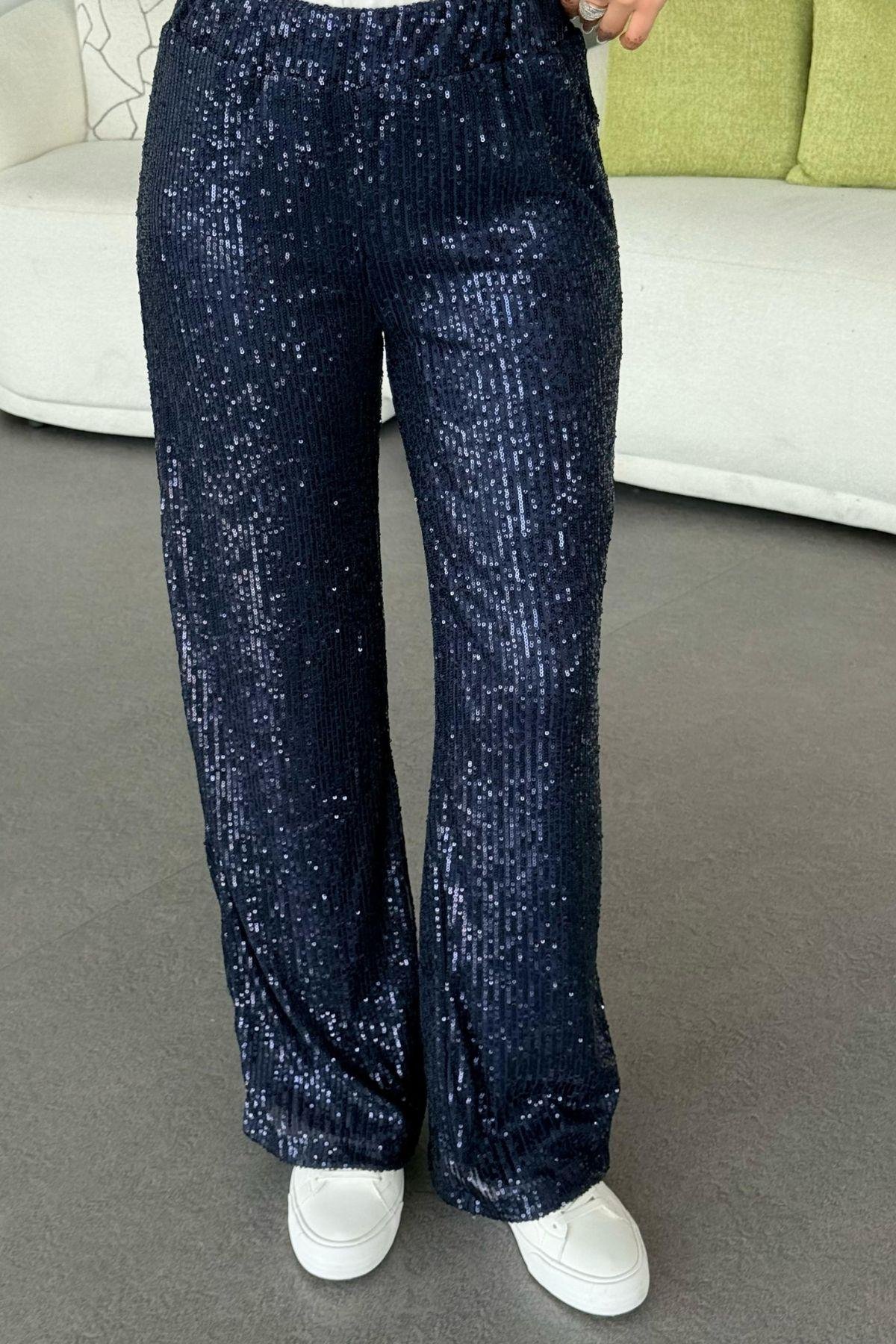 Zra Payet Pantolon Lacivert, Fiyatları Haza Moda | Tesettür Giyim | Zra Payet Pantolon Lacivert