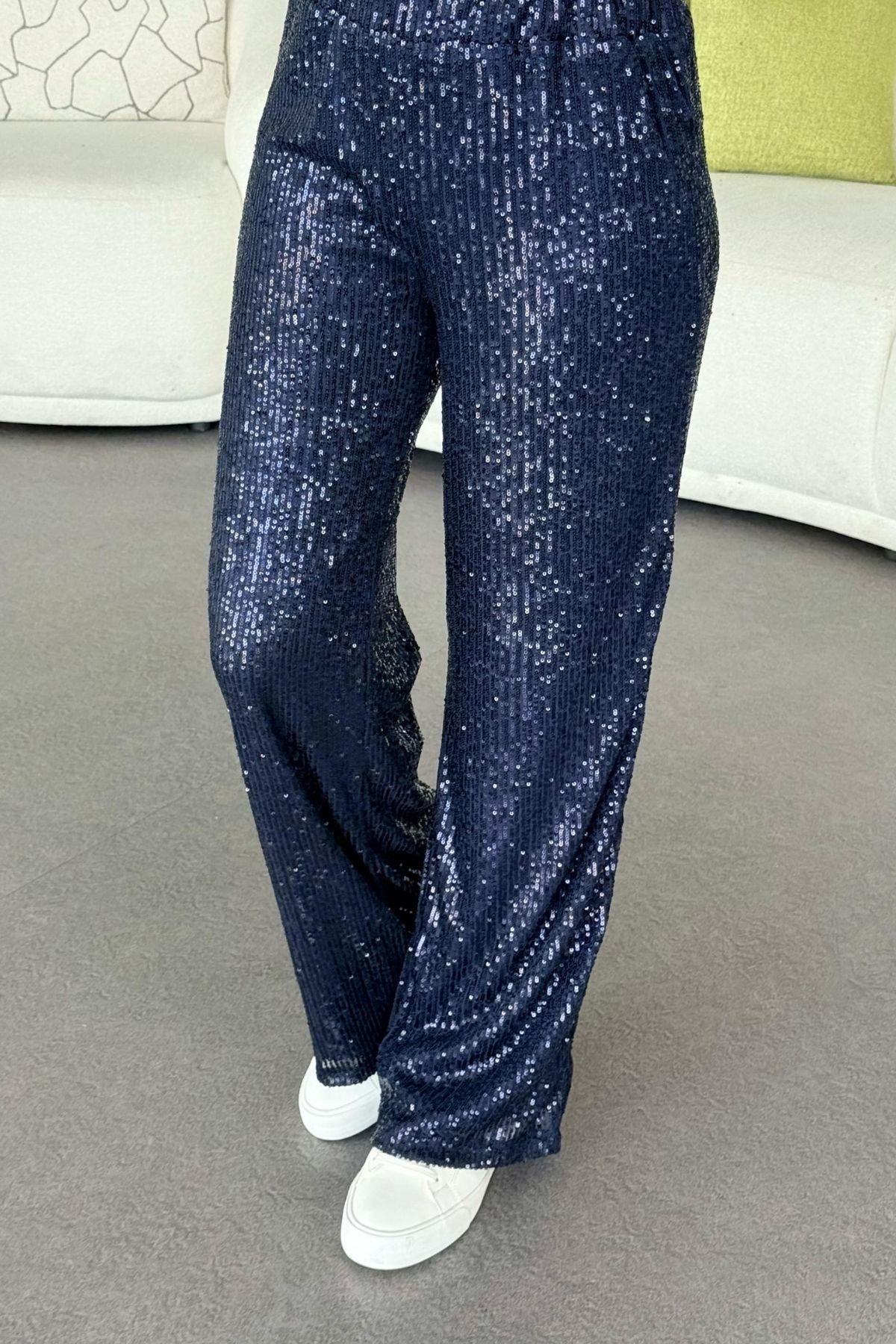 Zra Payet Pantolon Lacivert, Fiyatları Haza Moda | Tesettür Giyim | Zra Payet Pantolon Lacivert