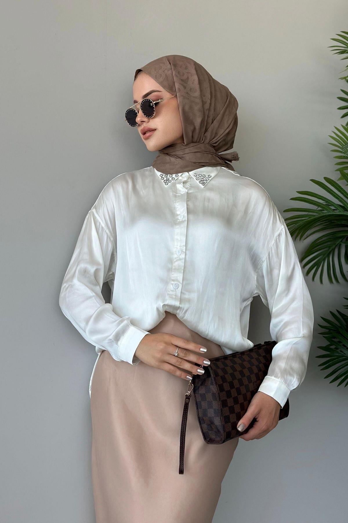 Zra Saten Etek Camel, Fiyatları Haza Moda | Tesettür Giyim | Zra Saten Etek Camel