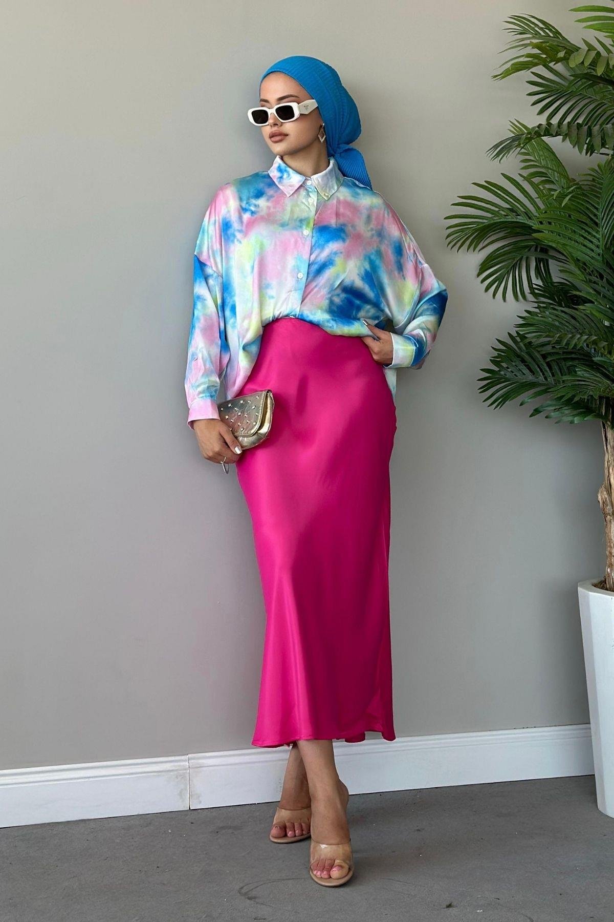 Zra Saten Etek Pembe, Fiyatları Haza Moda | Tesettür Giyim | Zra Saten Etek Pembe