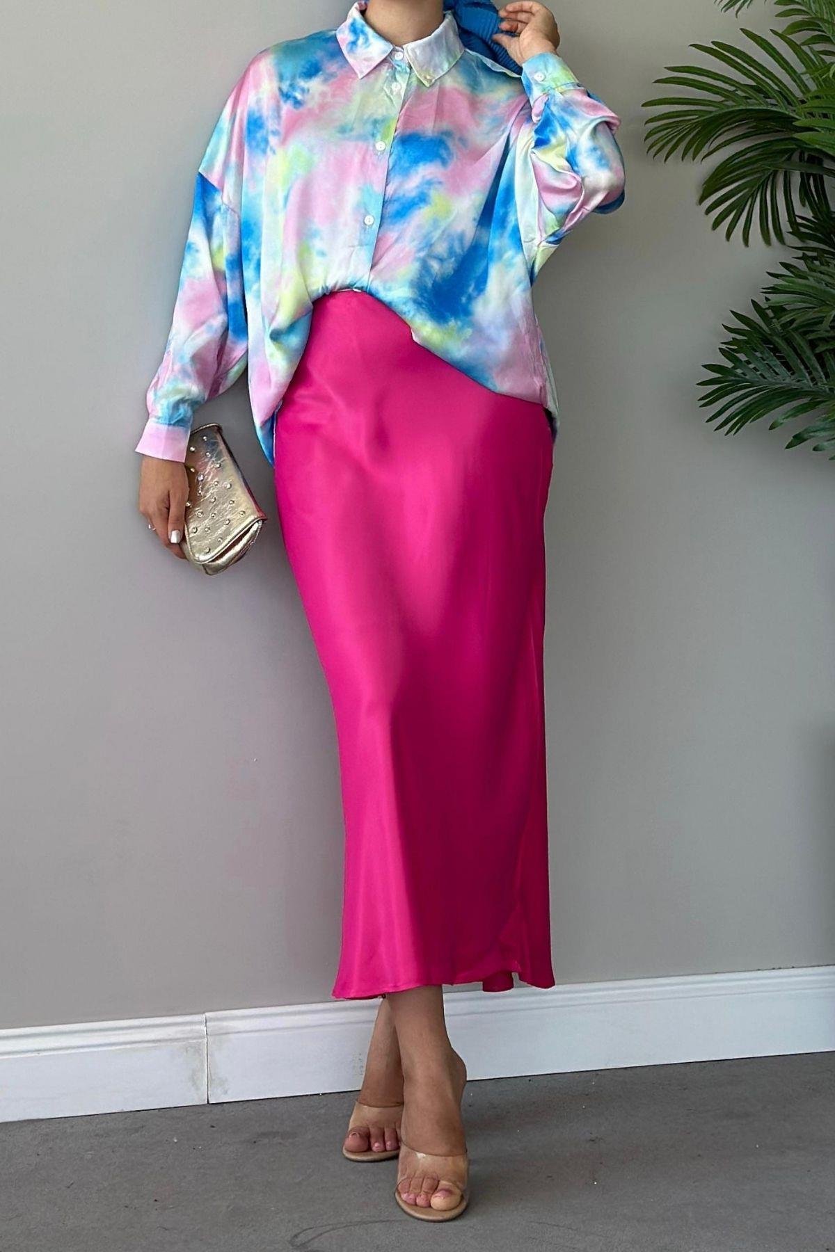 Zra Saten Etek Pembe, Fiyatları Haza Moda | Tesettür Giyim | Zra Saten Etek Pembe