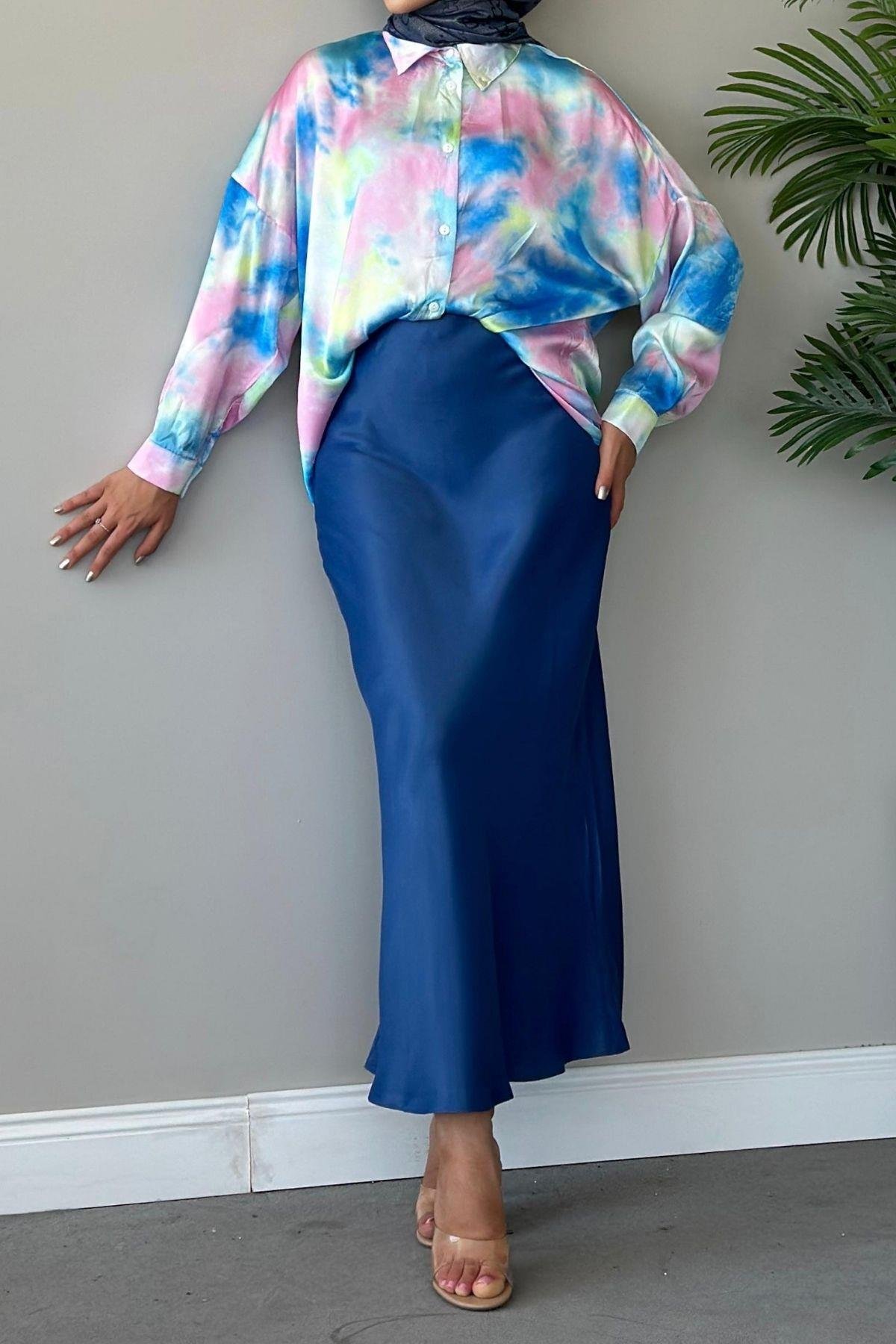 Zra Saten Etek Saks, Fiyatları Haza Moda | Tesettür Giyim | Zra Saten Etek Saks