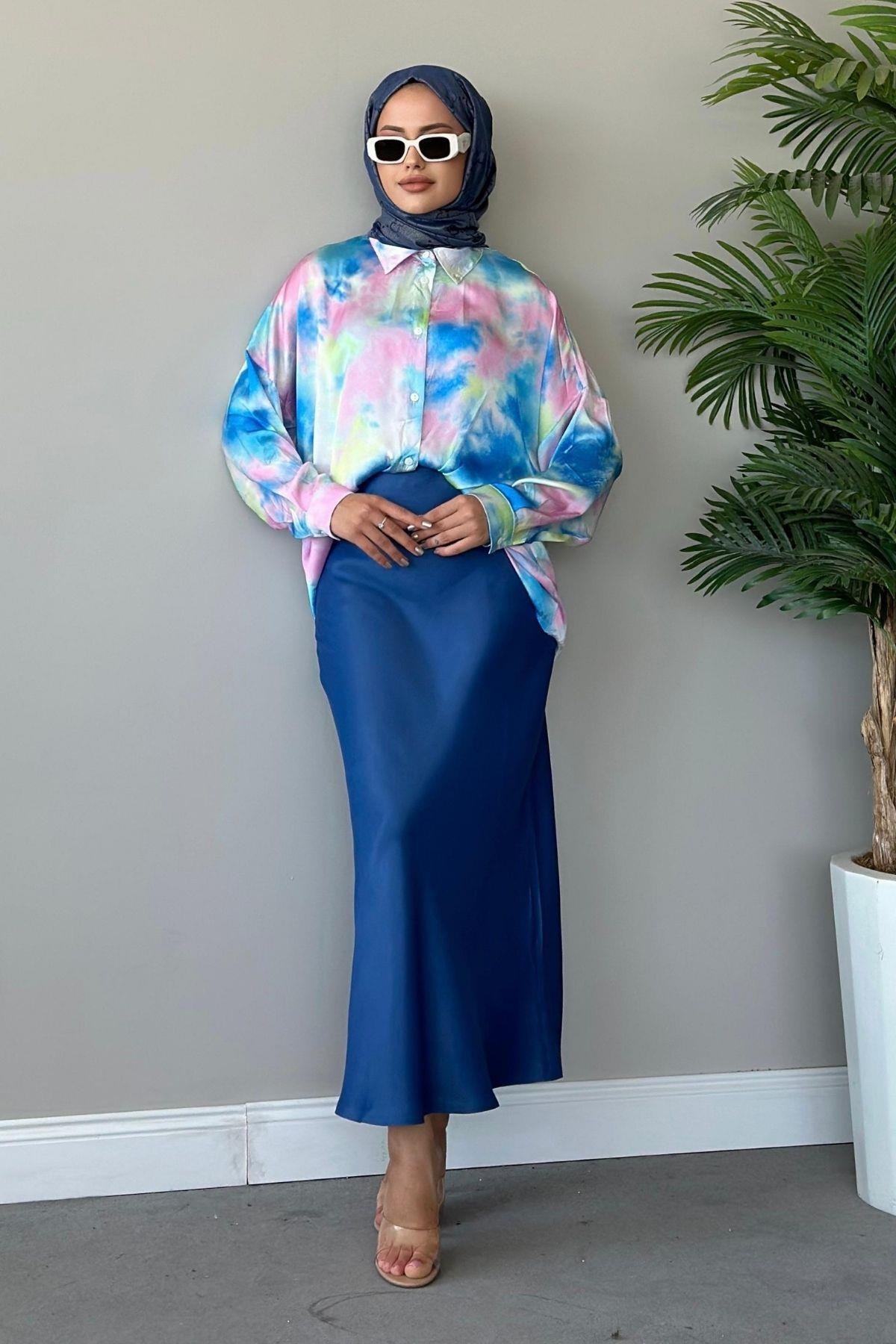 Zra Saten Etek Saks, Fiyatları Haza Moda | Tesettür Giyim | Zra Saten Etek Saks