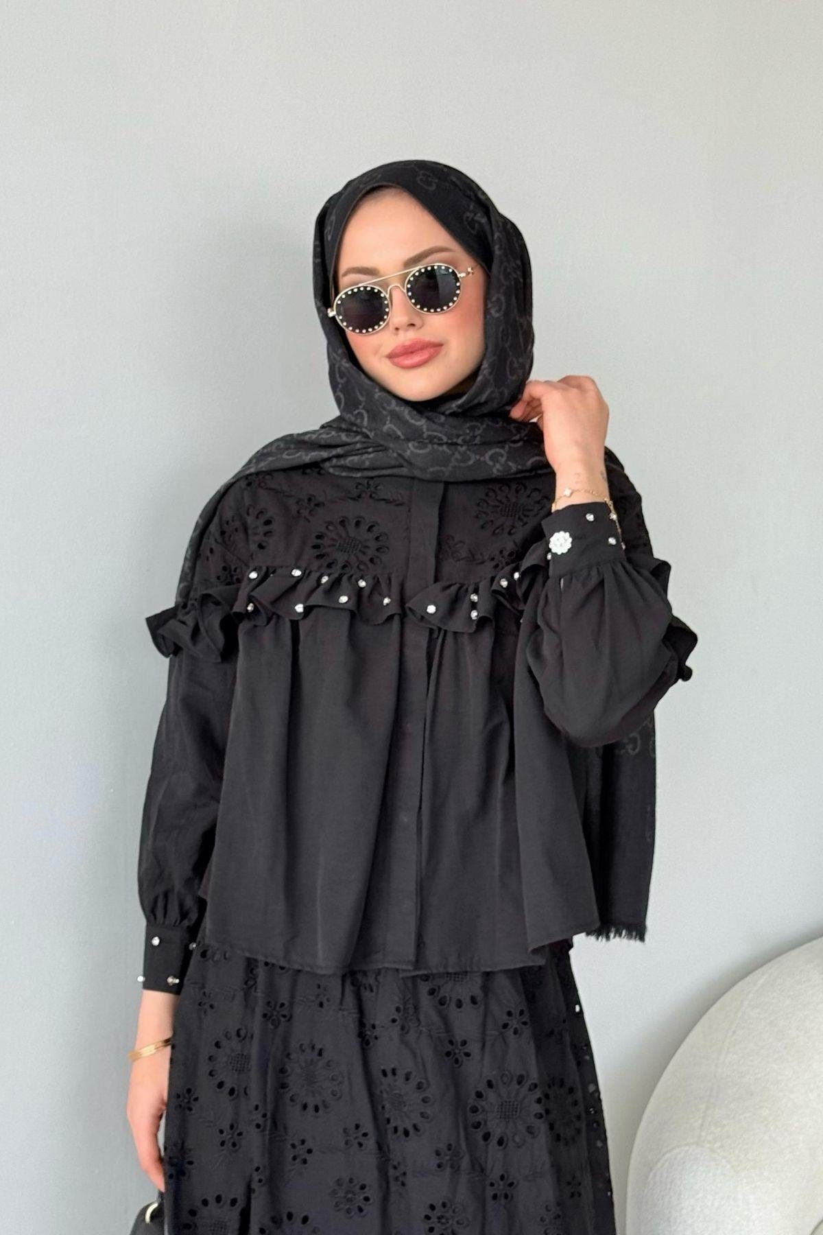 Zuma Güpür Takım Siyah, Fiyatları Zuma Güpür Takım Siyah - Haza Moda 