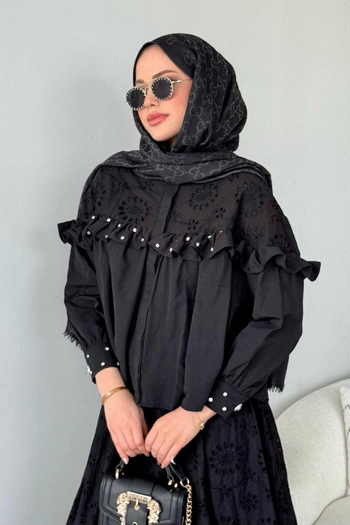 Zuma Güpür Takım Siyah, Fiyatları Zuma Güpür Takım Siyah - Haza Moda 